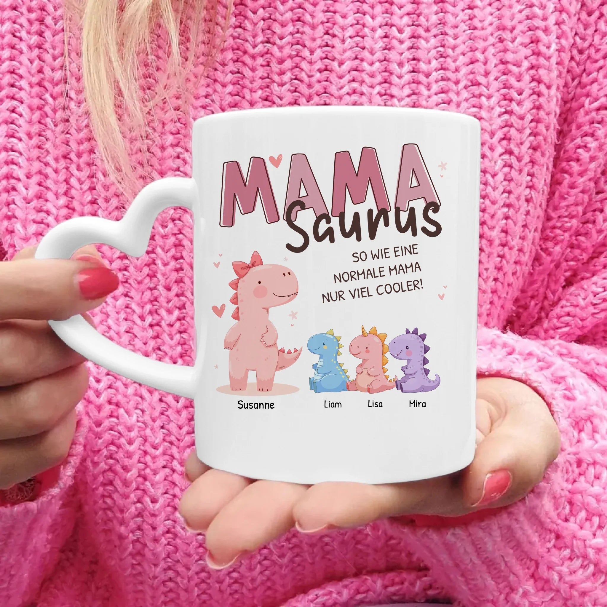 Personalisierte Tasse - Mamasaurus mit 1-10 Kindern