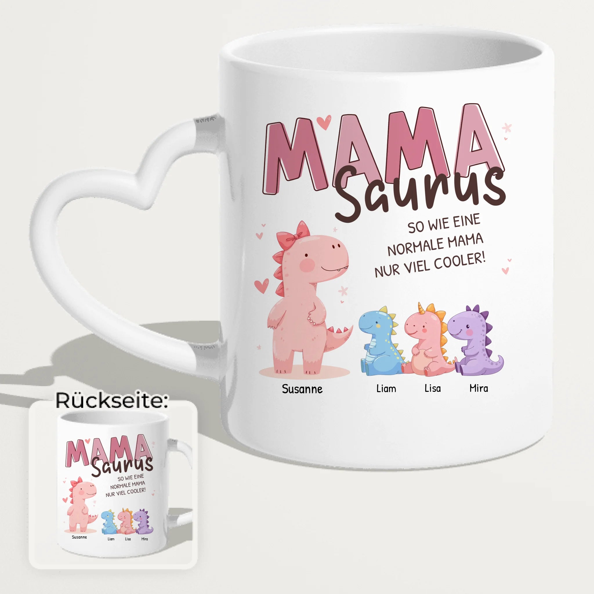 Personalisierte Tasse - Mamasaurus mit 1-10 Kindern