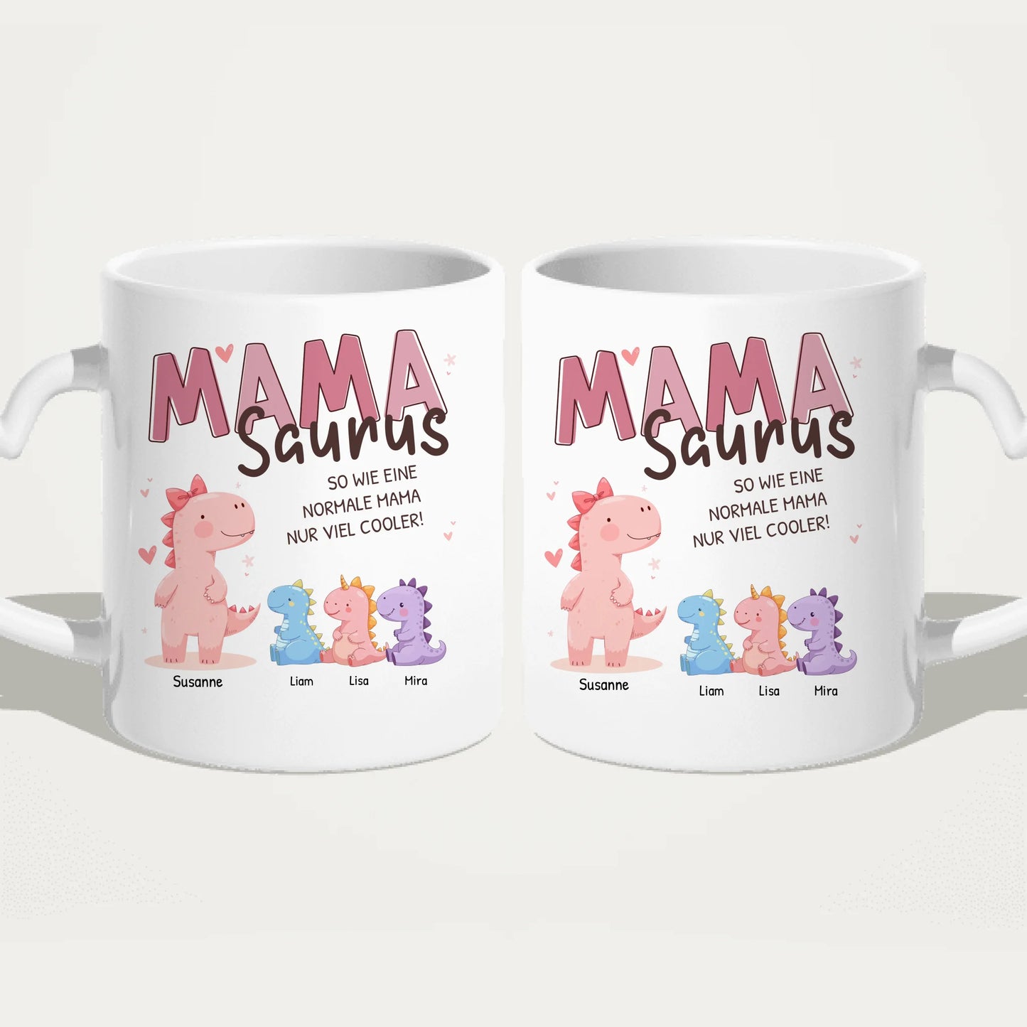 Personalisierte Tasse - Mamasaurus mit 1-10 Kindern