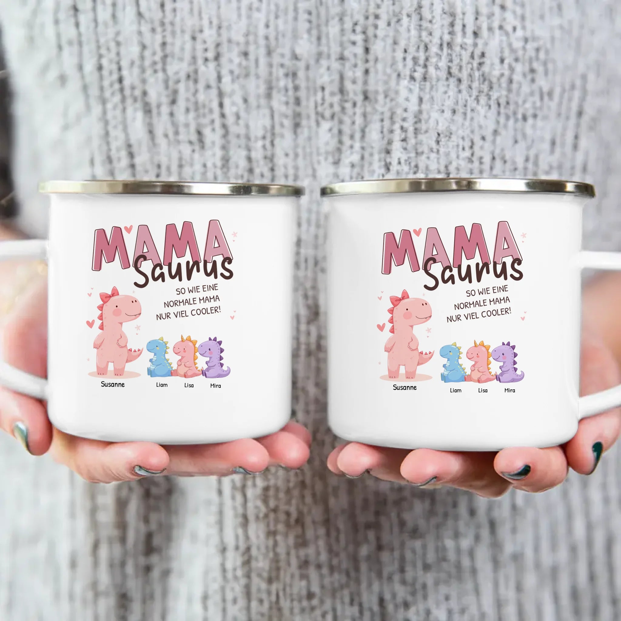 Personalisierte Tasse - Mamasaurus mit 1-10 Kindern