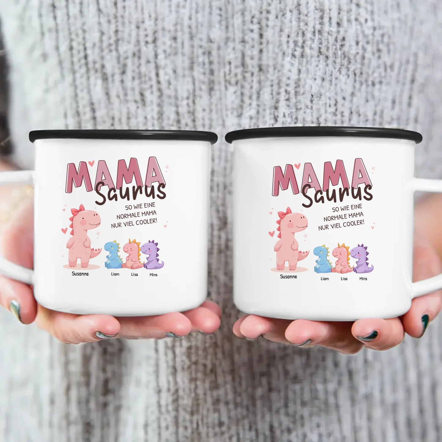Personalisierte Tasse - Mamasaurus mit 1-10 Kindern