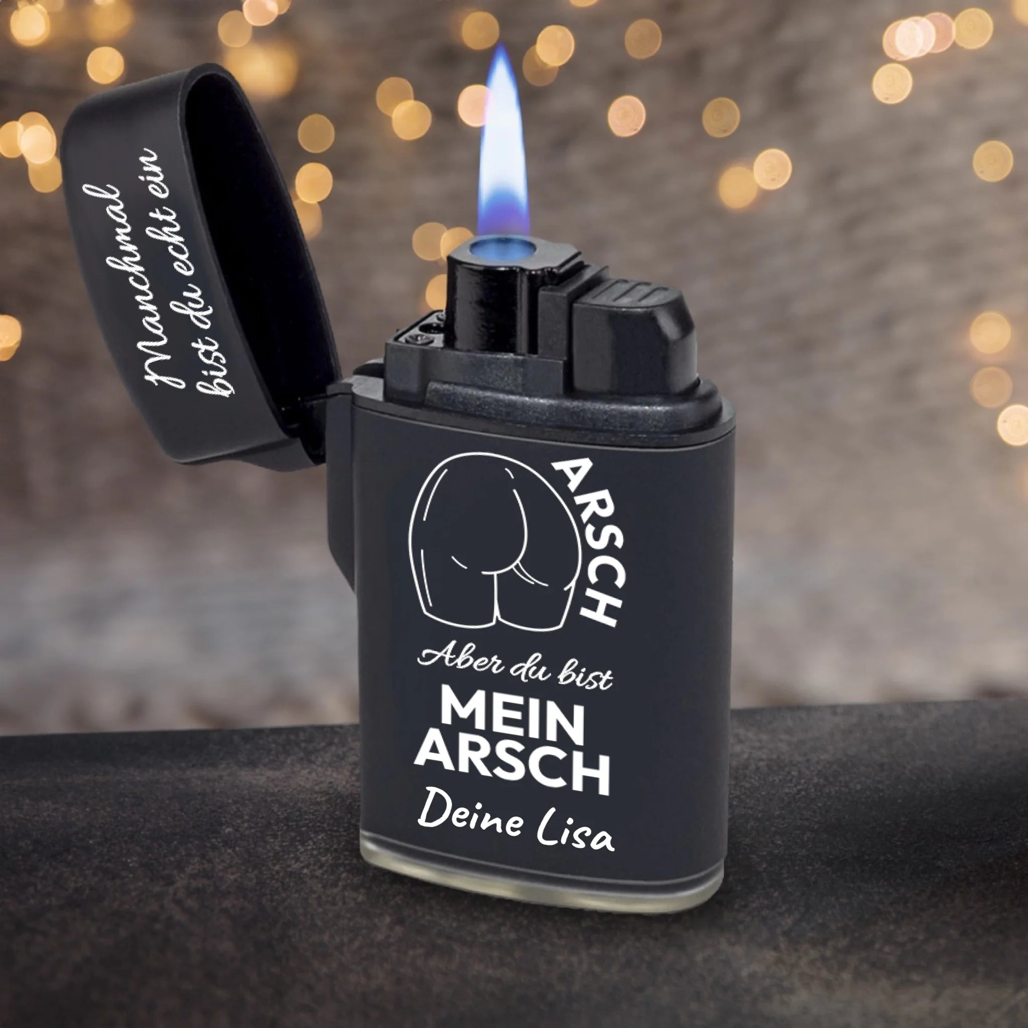 Personalisiertes Sturmfeuerzeug - Manchmal bist du echt ein Arsch, aber du bist mein Arsch