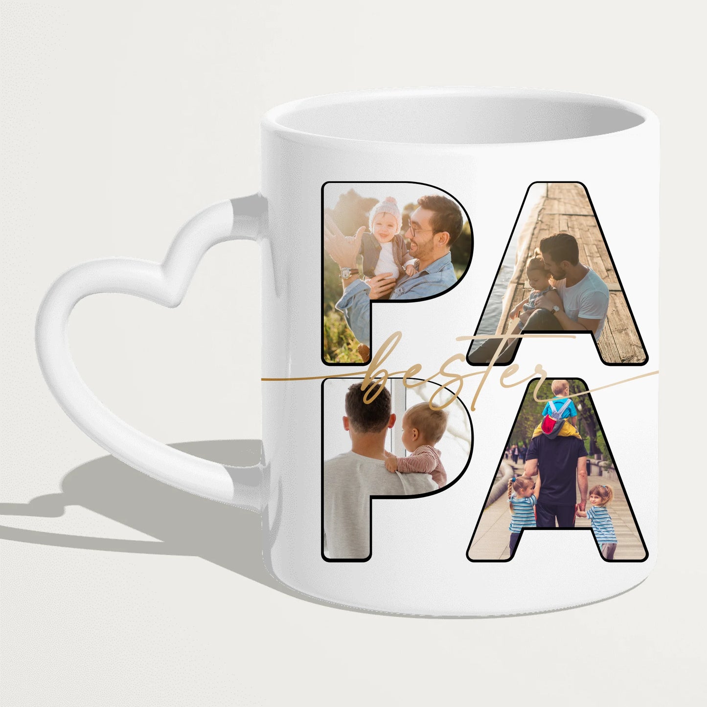 Personalisierte Tasse mit Papa Schriftzug und deinen Bildern