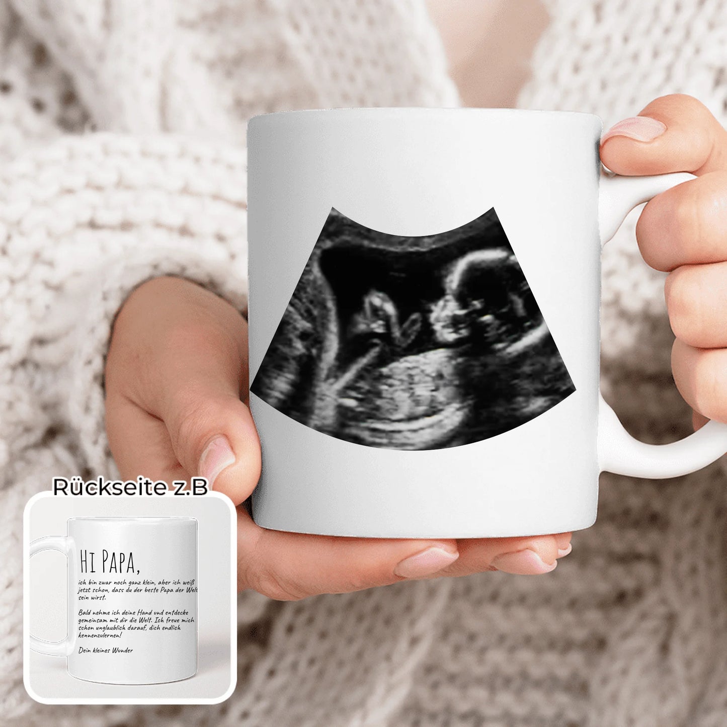 Personalisierte Tasse - Hi Papa, ich freu mich dich zu sehen... mit Ultraschallbild