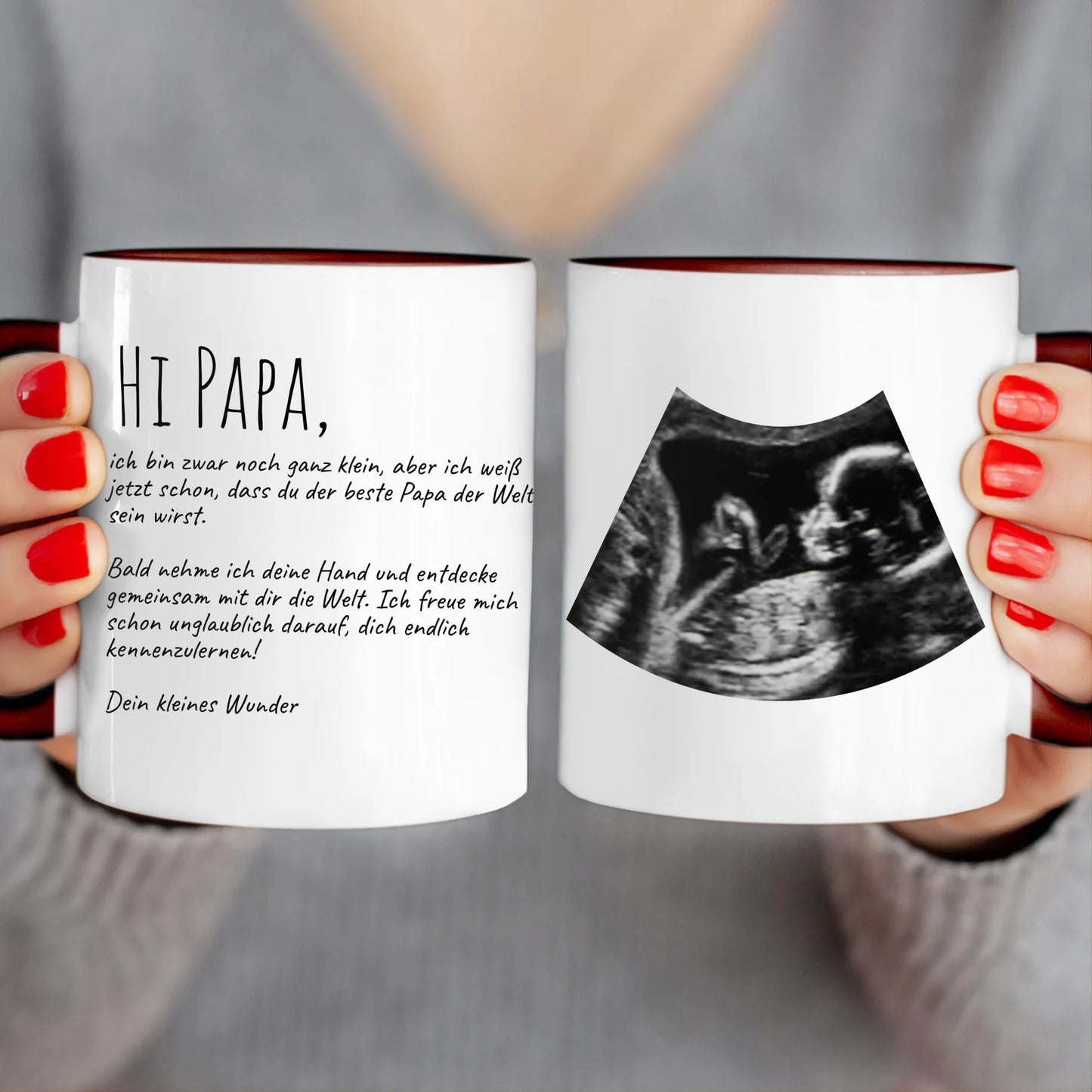 Personalisierte Tasse - Hi Papa, ich freu mich dich zu sehen... mit Ultraschallbild