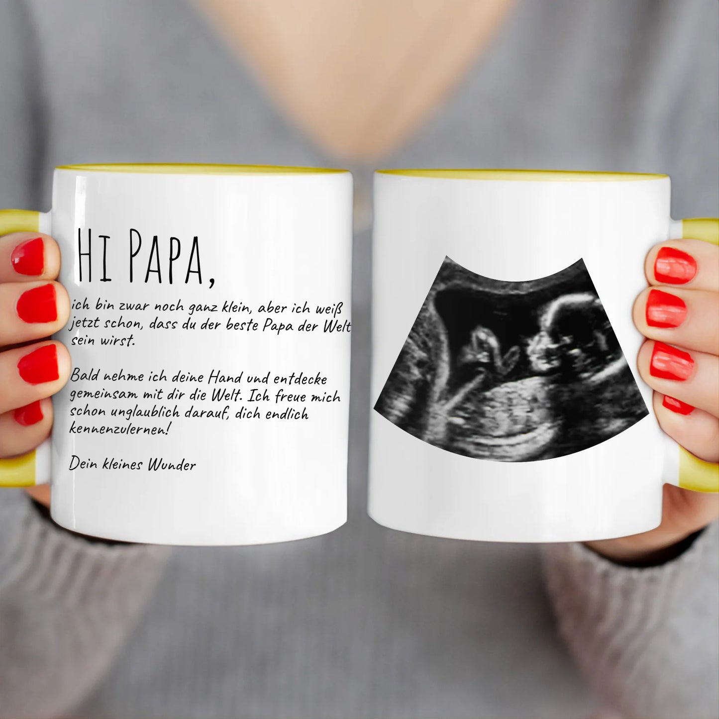 Personalisierte Tasse - Hi Papa, ich freu mich dich zu sehen... mit Ultraschallbild