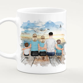 Personalisierte Tasse mit Familie (1 Baby, 1 Kind, 1 Teenagerin)