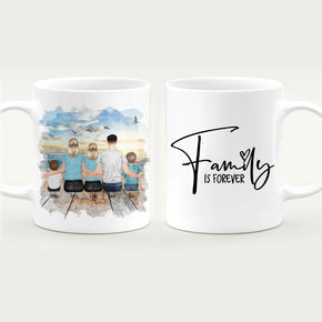 Personalisierte Tasse mit Familie (1 Baby, 1 Kind, 1 Teenagerin)
