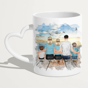 Personalisierte Tasse mit Familie (1 Baby, 1 Kind, 1 Teenagerin)