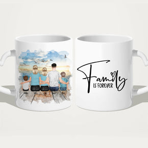 Personalisierte Tasse mit Familie (1 Baby, 1 Kind, 1 Teenagerin)
