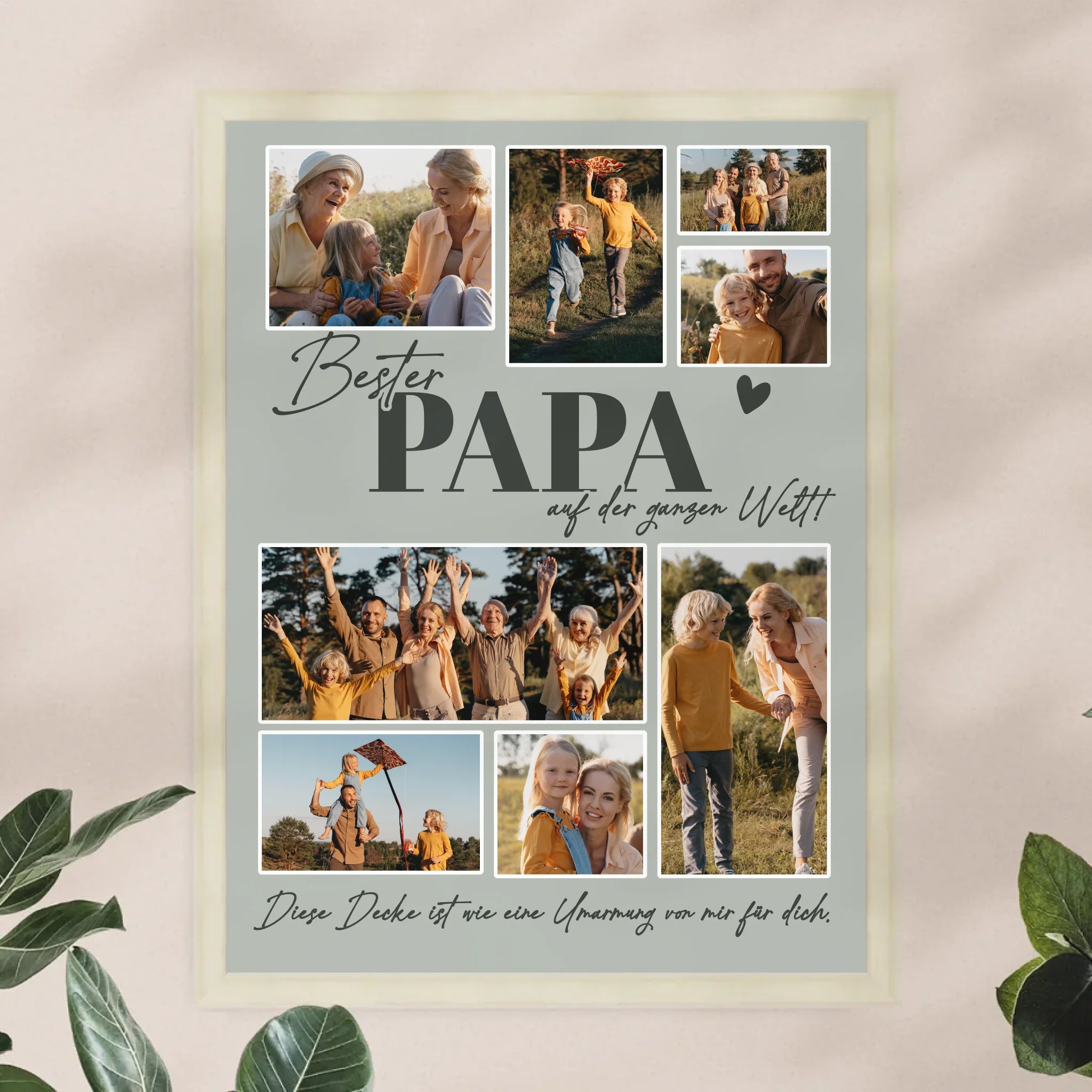 Personalisiertes Poster - Bester Papa auf der ganzen Welt - Fotocollage mit 8 Bildern