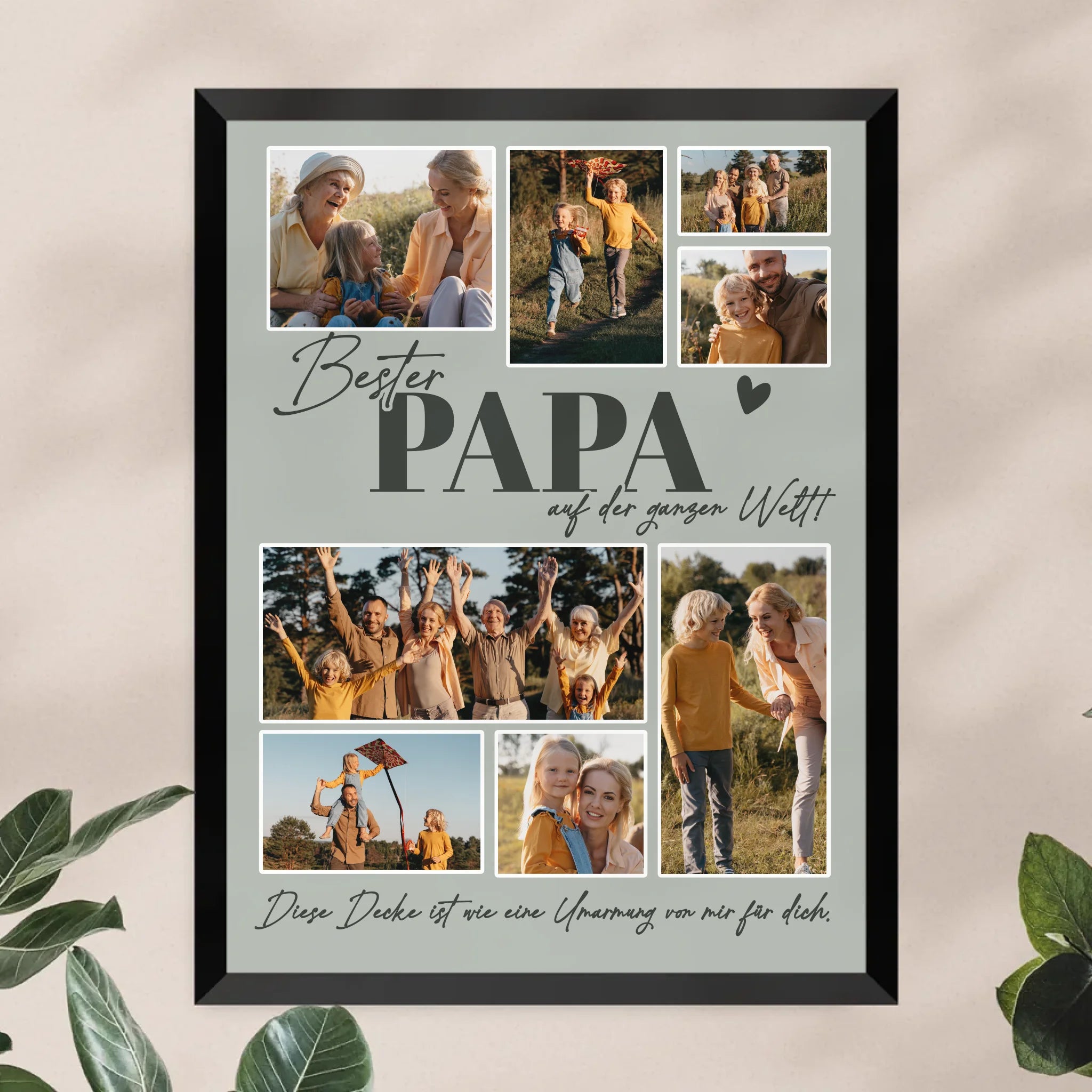 Personalisiertes Poster - Bester Papa auf der ganzen Welt - Fotocollage mit 8 Bildern