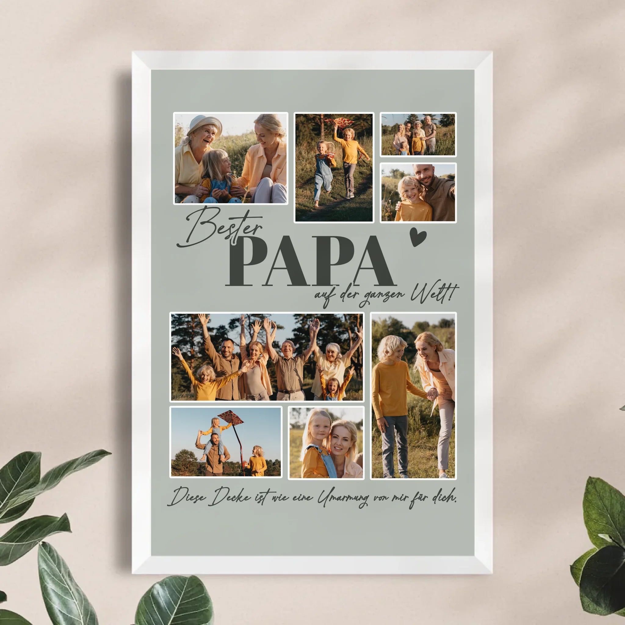 Personalisiertes Poster - Bester Papa auf der ganzen Welt - Fotocollage mit 8 Bildern
