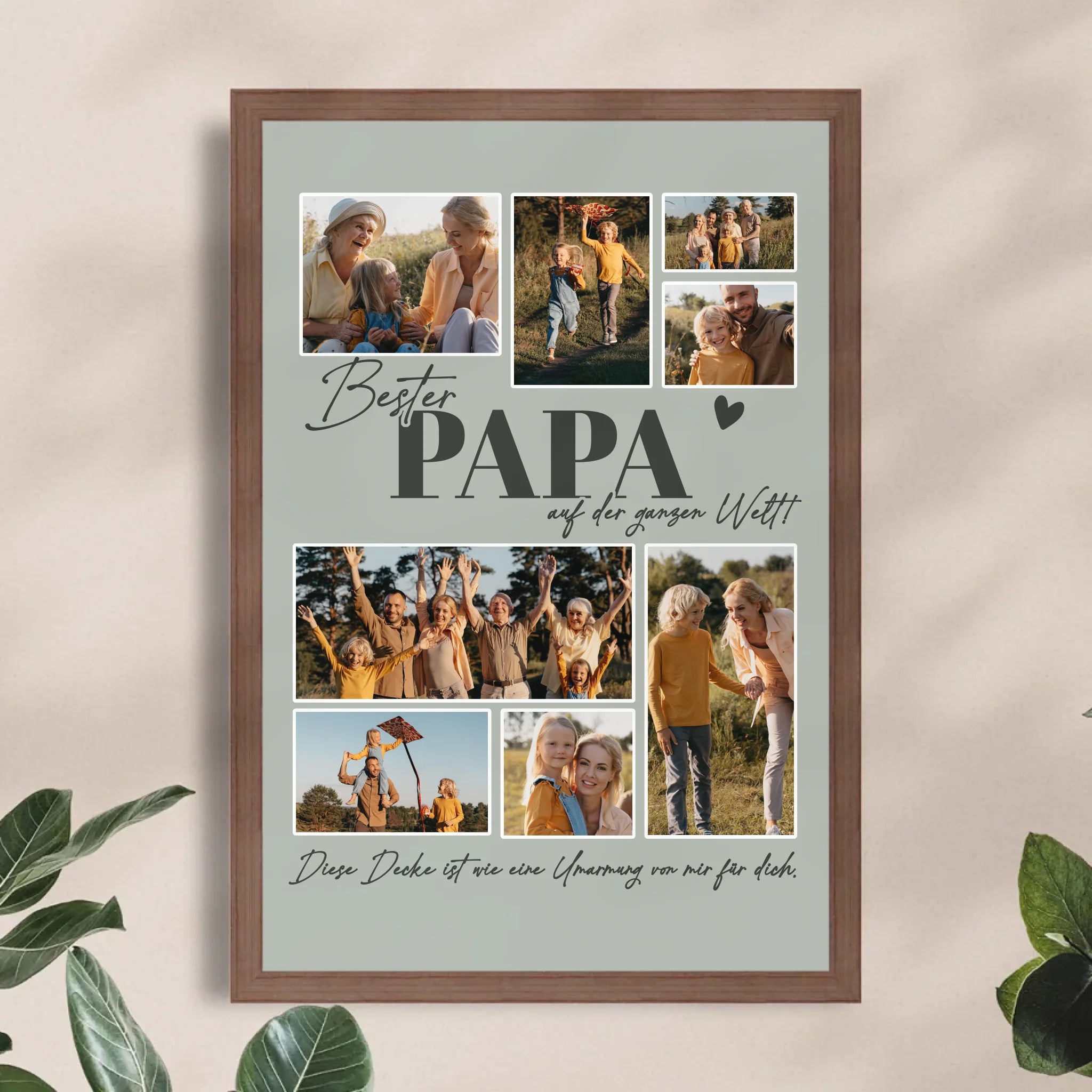 Personalisiertes Poster - Bester Papa auf der ganzen Welt - Fotocollage mit 8 Bildern