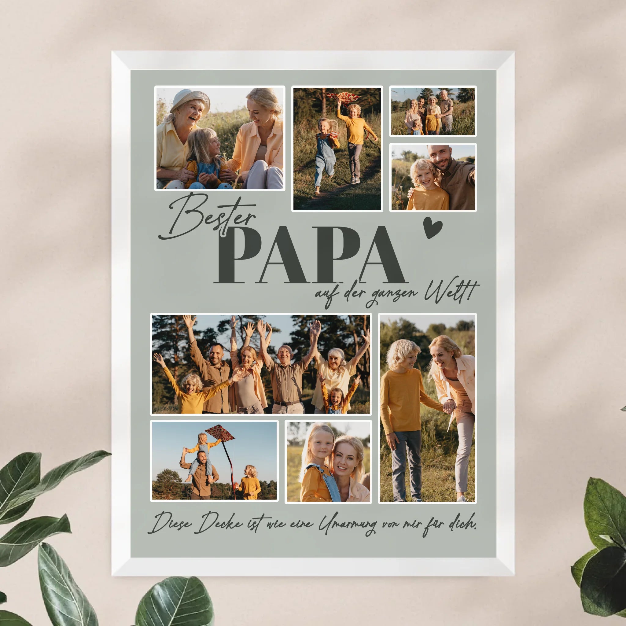 Personalisiertes Poster - Bester Papa auf der ganzen Welt - Fotocollage mit 8 Bildern
