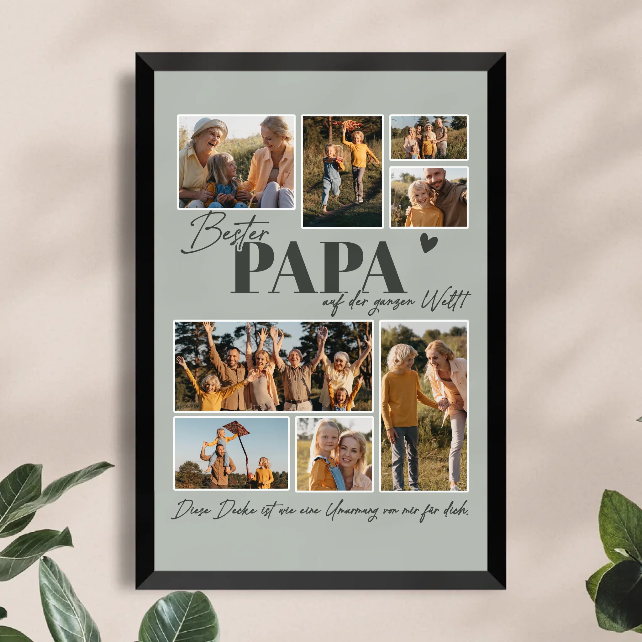 Personalisiertes Poster - Bester Papa auf der ganzen Welt - Fotocollage mit 8 Bildern
