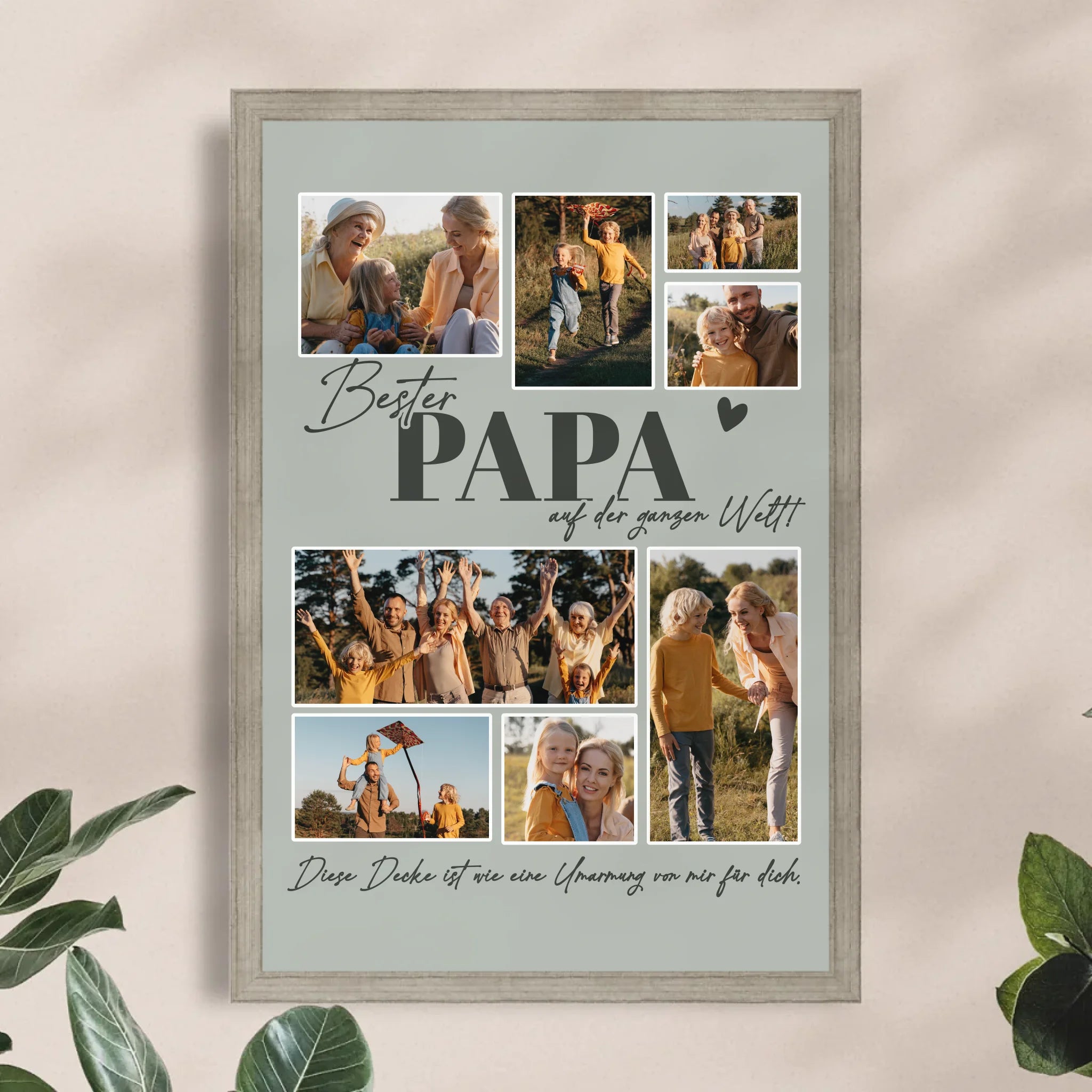 Personalisiertes Poster - Bester Papa auf der ganzen Welt - Fotocollage mit 8 Bildern