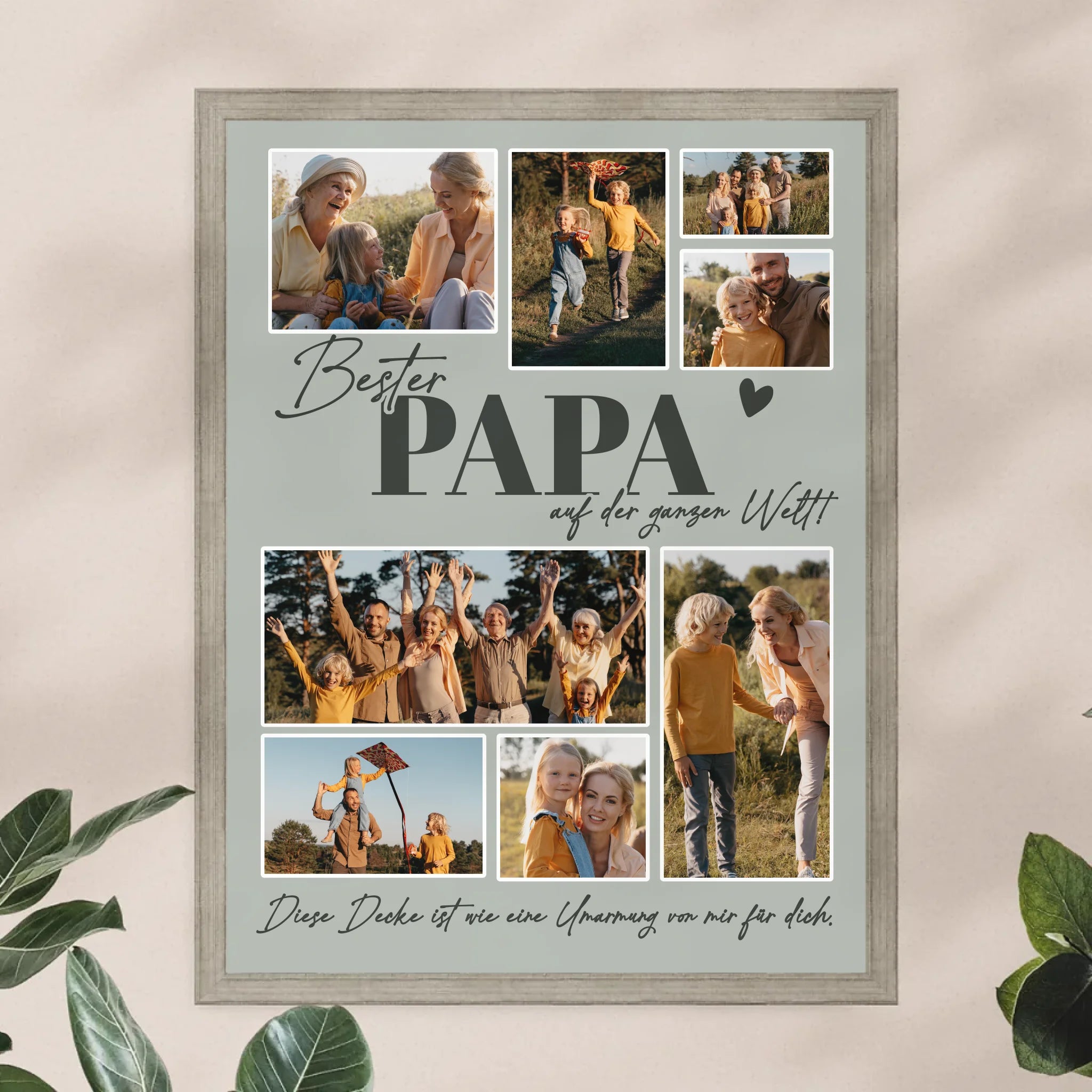 Personalisiertes Poster - Bester Papa auf der ganzen Welt - Fotocollage mit 8 Bildern