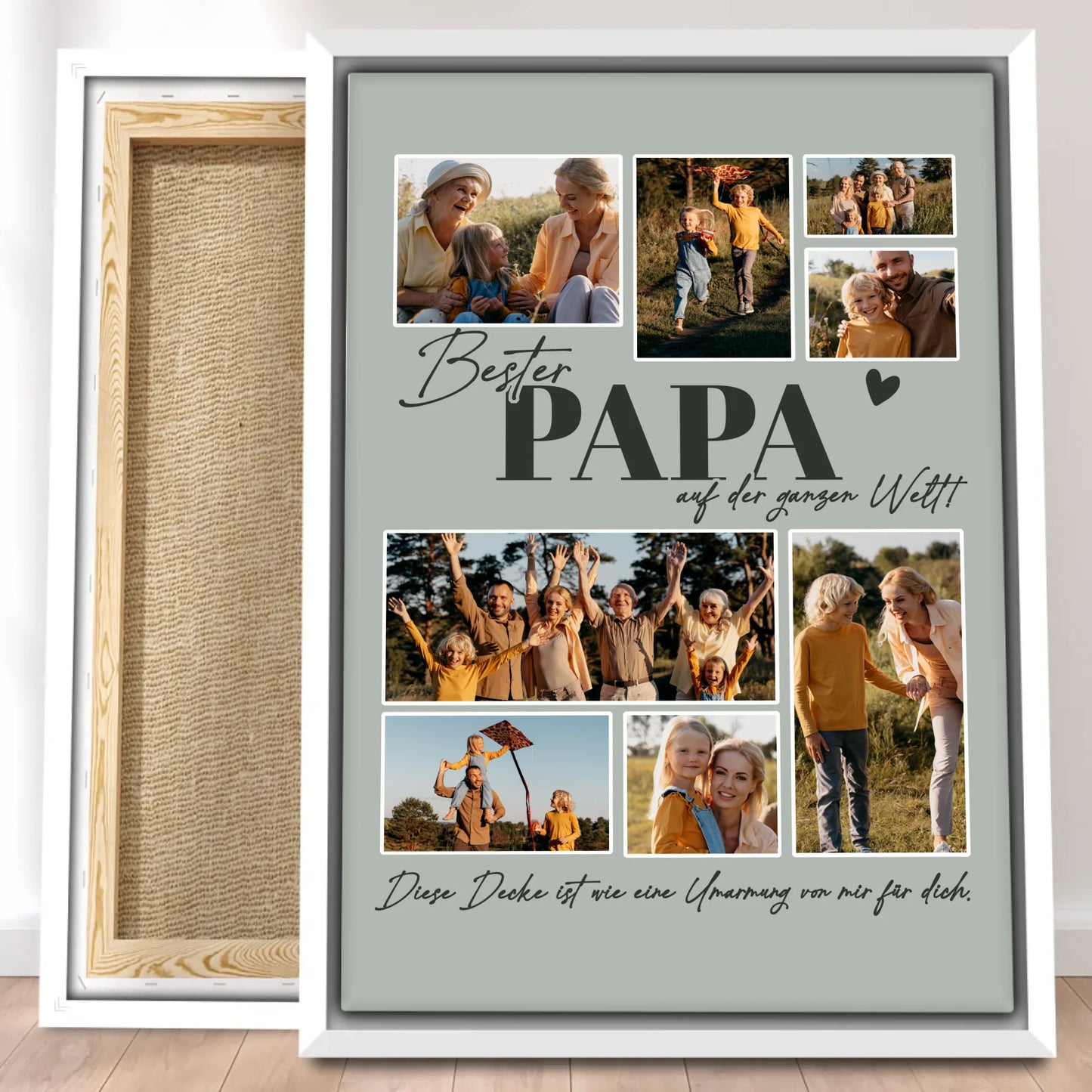 Personalisierte Leinwand - Bester Papa auf der ganzen Welt - Fotocollage mit 8 Bildern