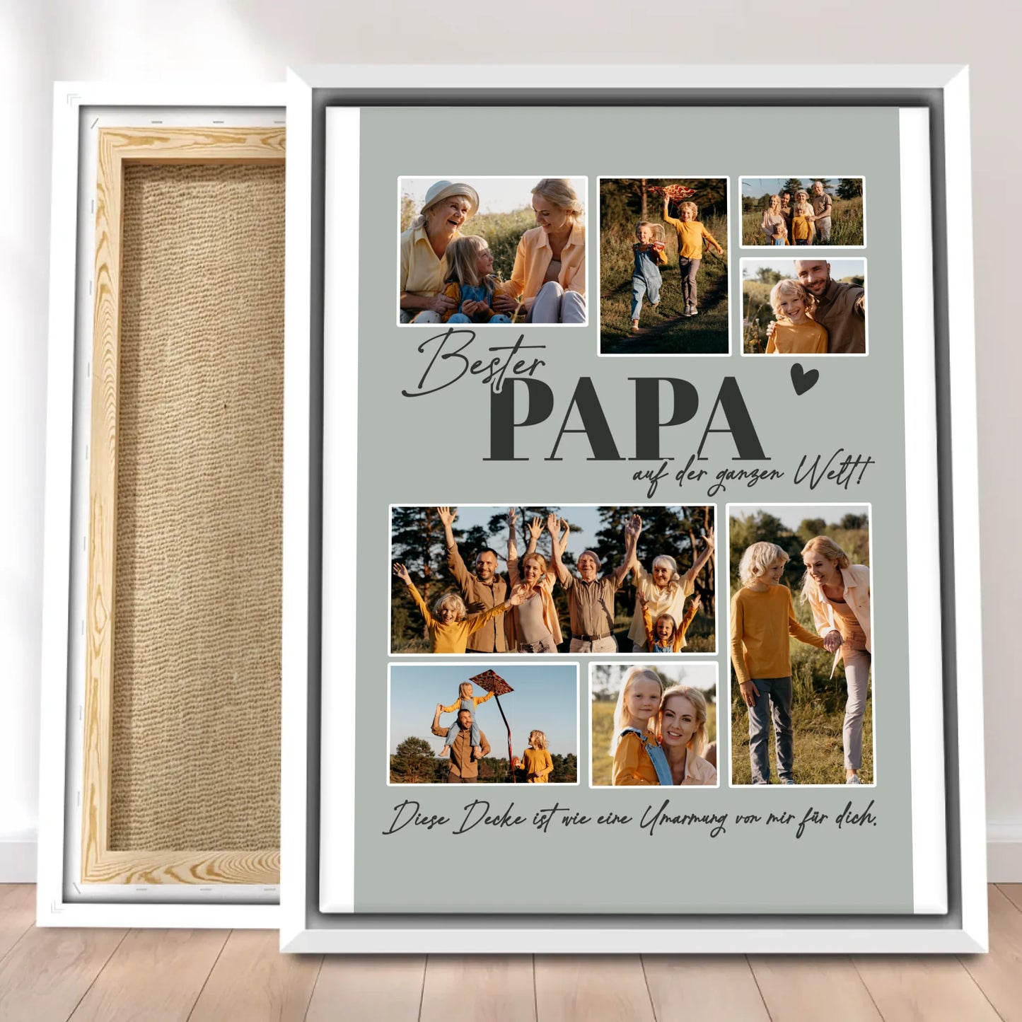 Personalisierte Leinwand - Bester Papa auf der ganzen Welt - Fotocollage mit 8 Bildern