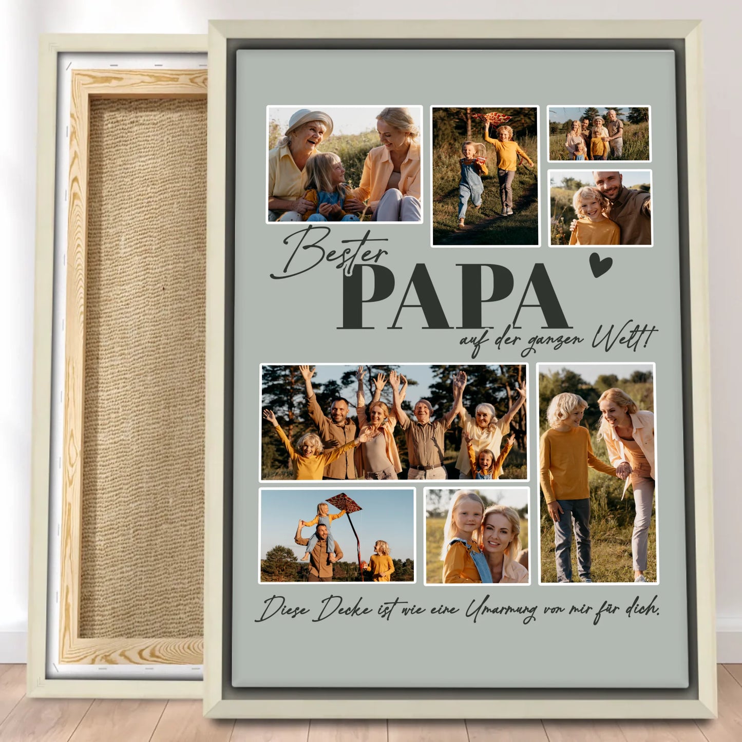 Personalisierte Leinwand - Bester Papa auf der ganzen Welt - Fotocollage mit 8 Bildern