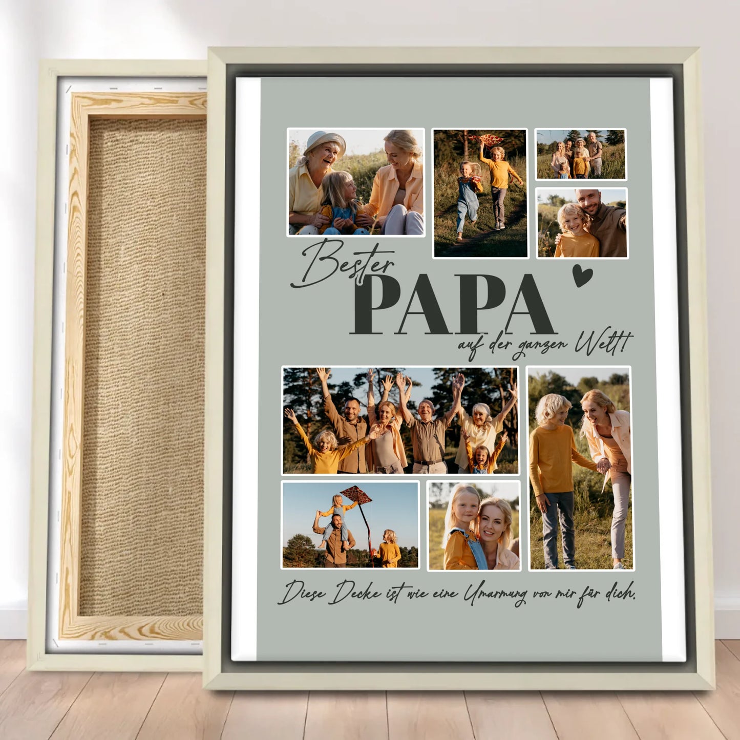 Personalisierte Leinwand - Bester Papa auf der ganzen Welt - Fotocollage mit 8 Bildern