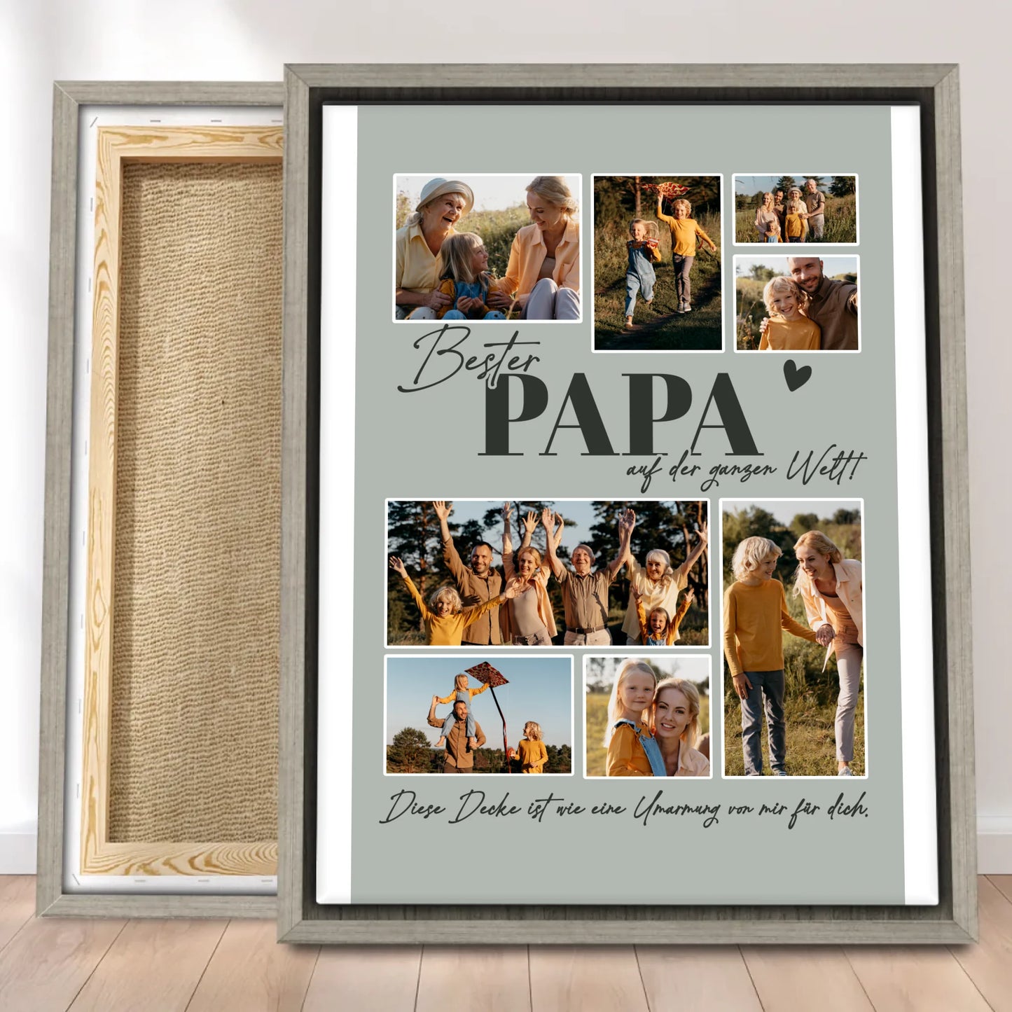 Personalisierte Leinwand - Bester Papa auf der ganzen Welt - Fotocollage mit 8 Bildern