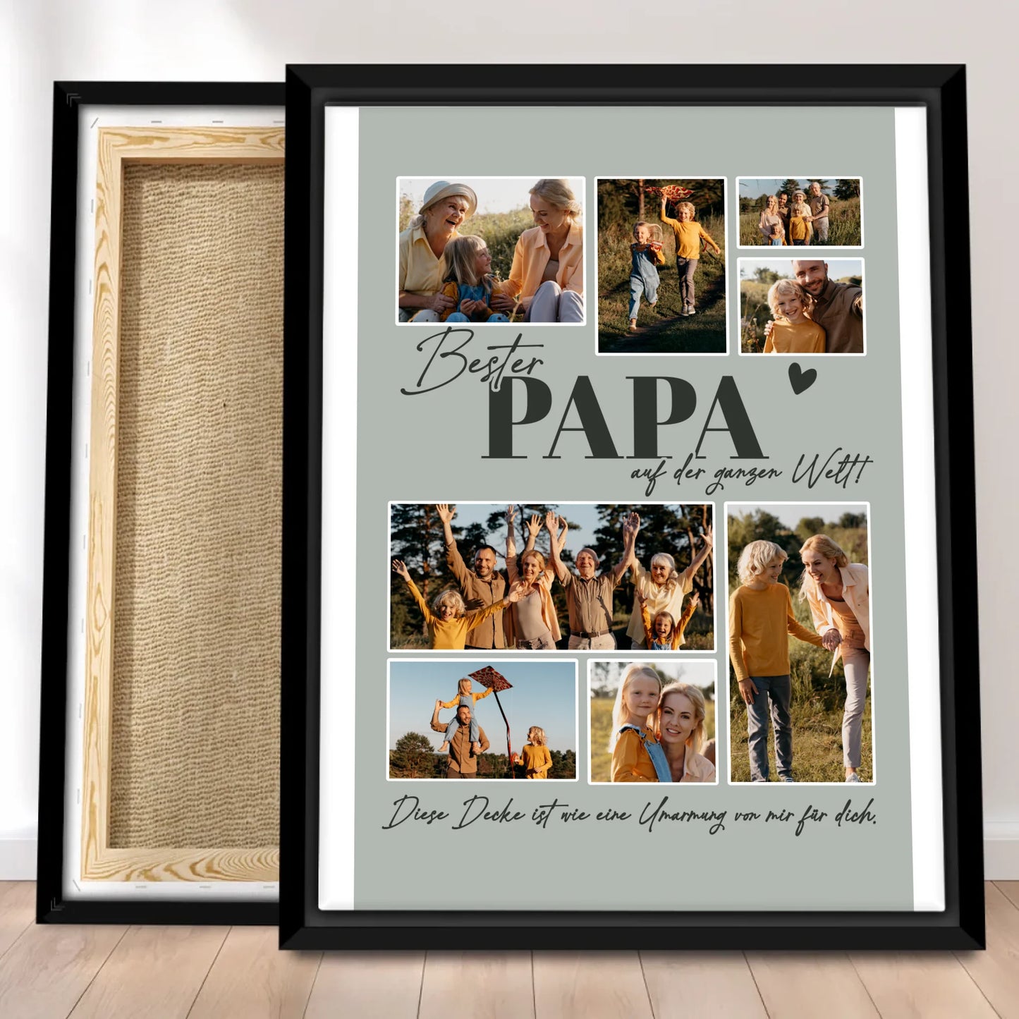 Personalisierte Leinwand - Bester Papa auf der ganzen Welt - Fotocollage mit 8 Bildern