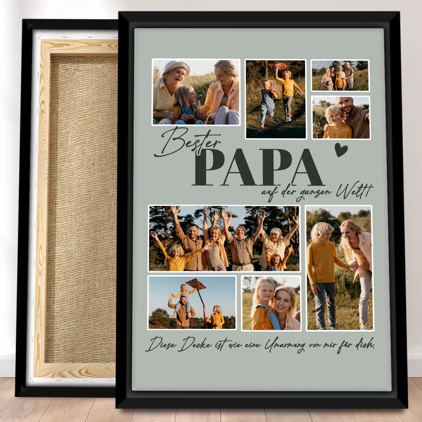 Personalisierte Leinwand - Bester Papa auf der ganzen Welt - Fotocollage mit 6 Bildern