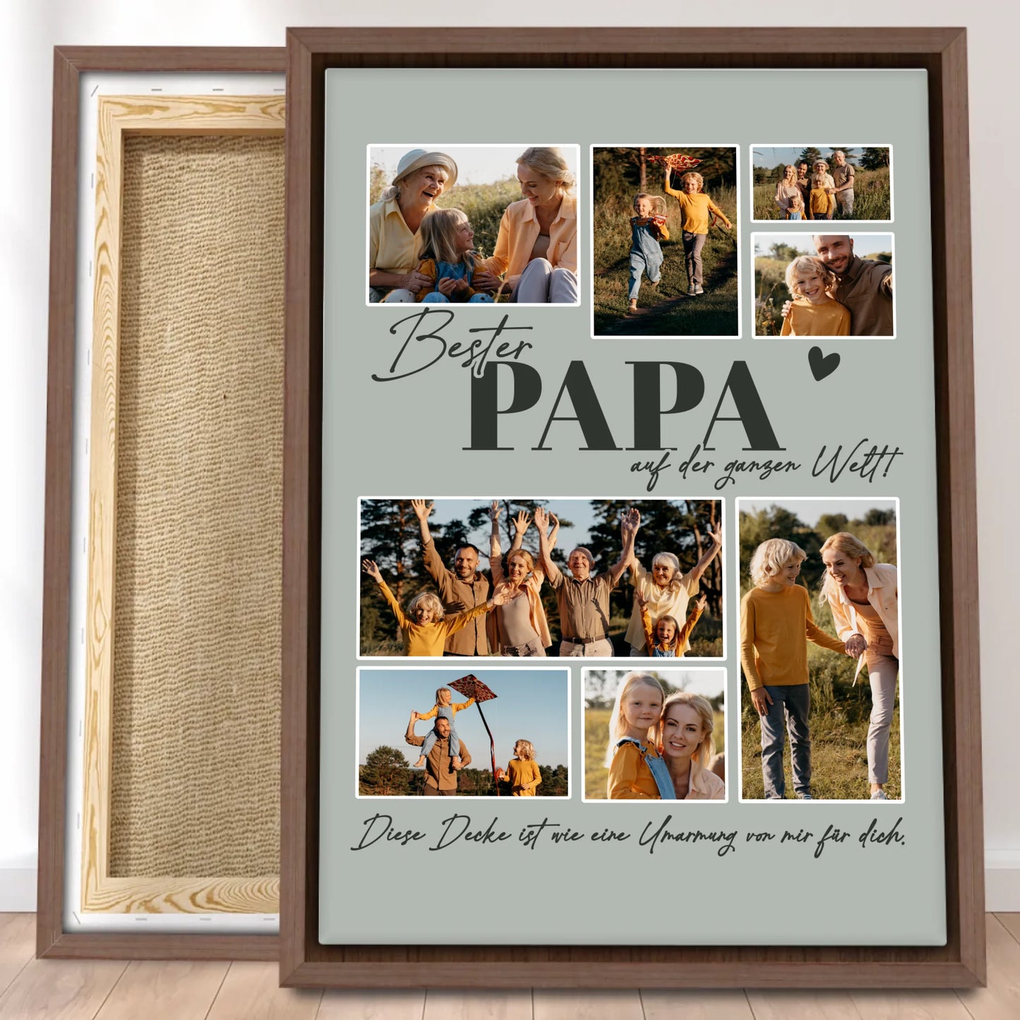 Personalisierte Leinwand - Bester Papa auf der ganzen Welt - Fotocollage mit 6 Bildern