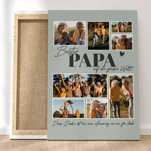 Personalisierte Leinwand - Bester Papa auf der ganzen Welt - Fotocollage mit 6 Bildern