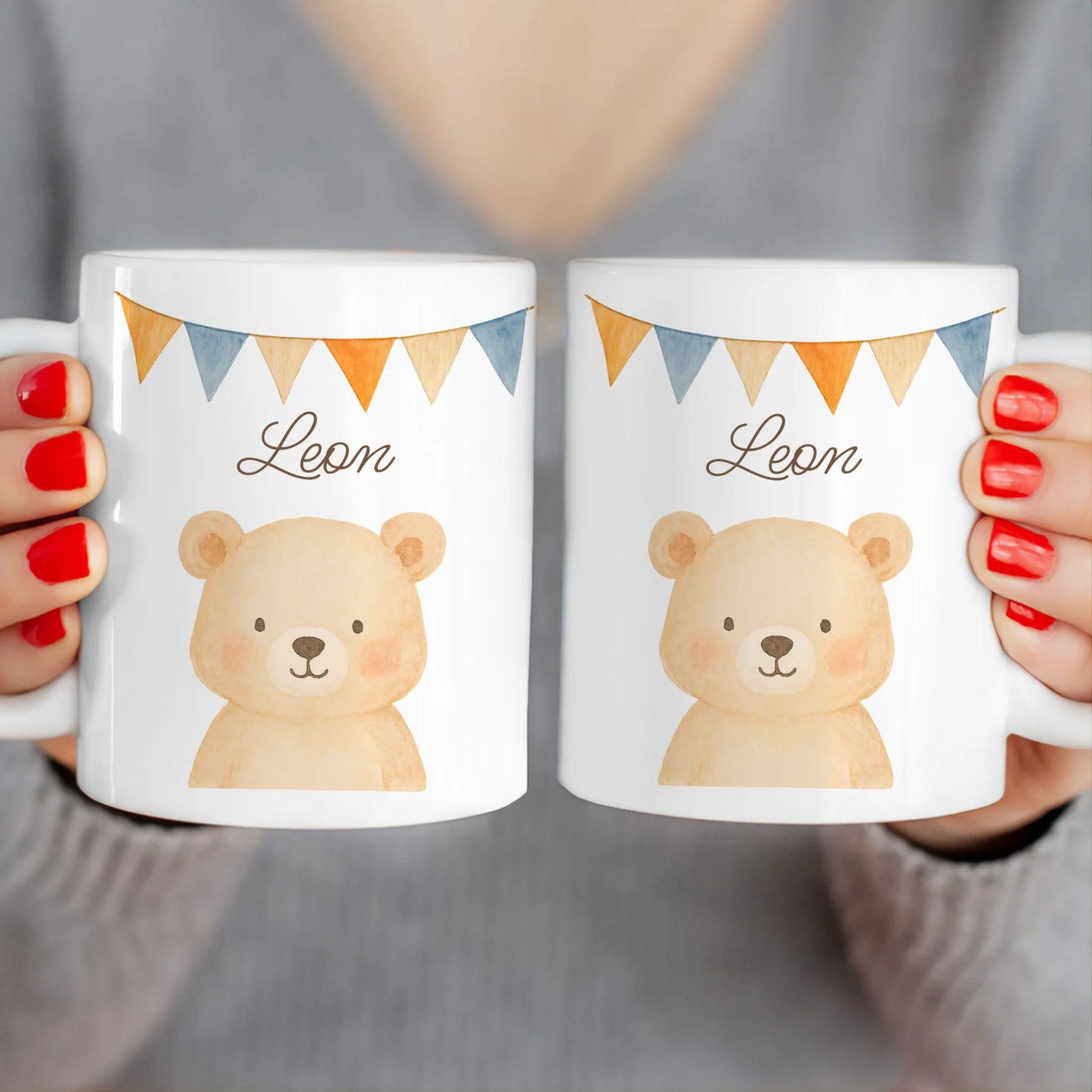 Personalisierte Kindertasse - 1 Tier und Kindername