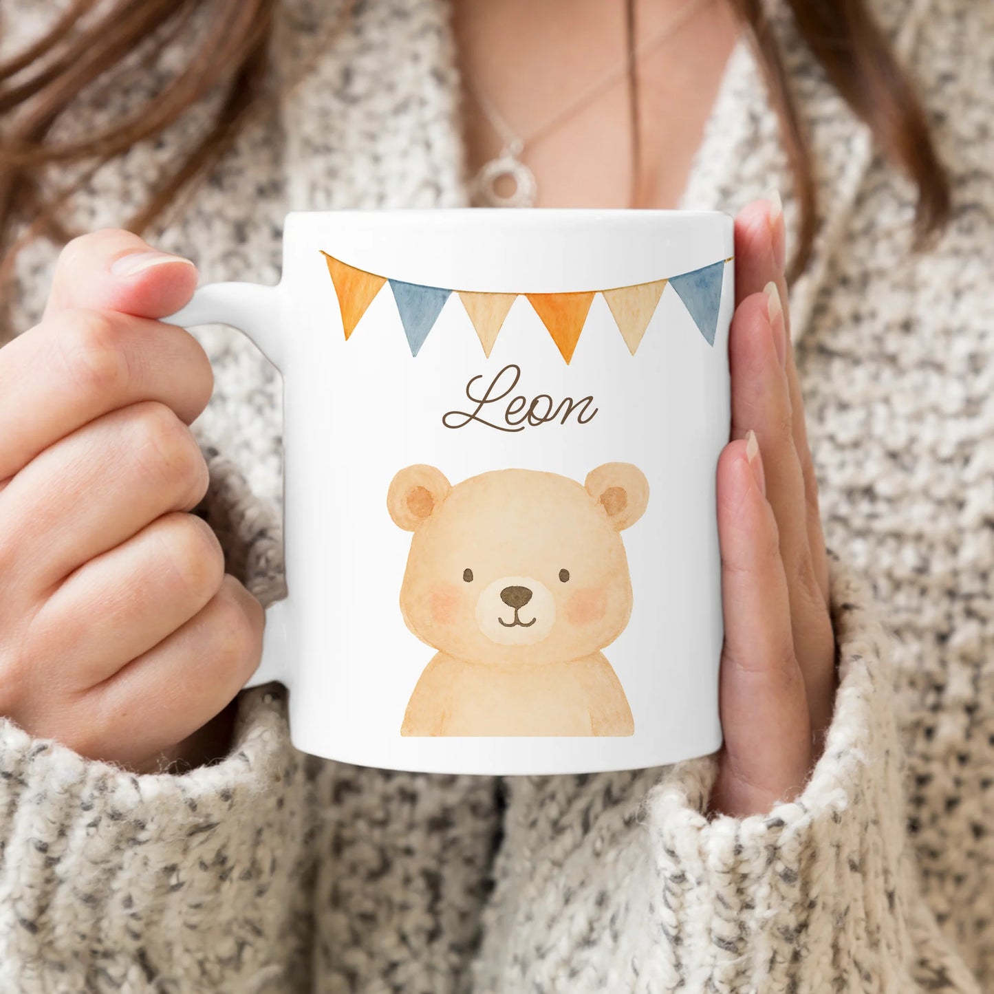 Personalisierte Kindertasse - 1 Tier und Kindername