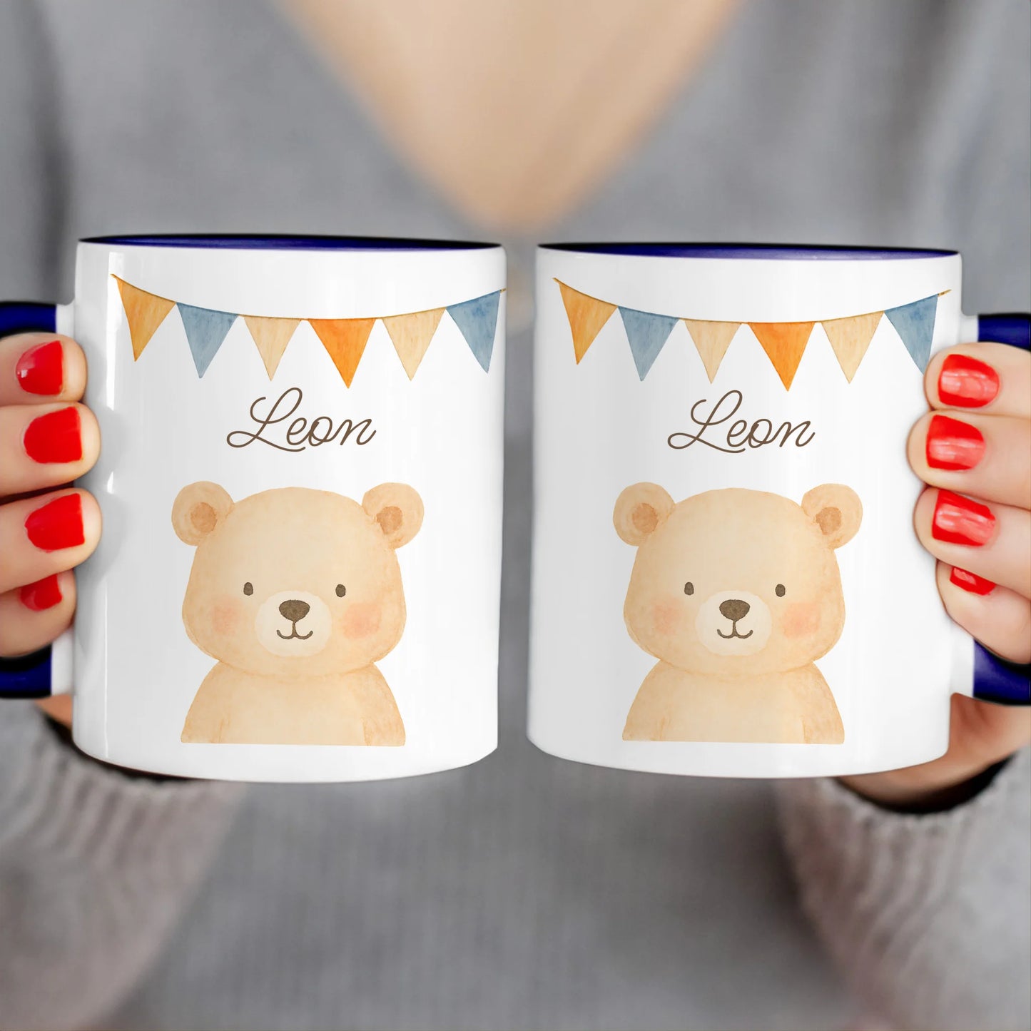 Personalisierte Kindertasse - 1 Tier und Kindername