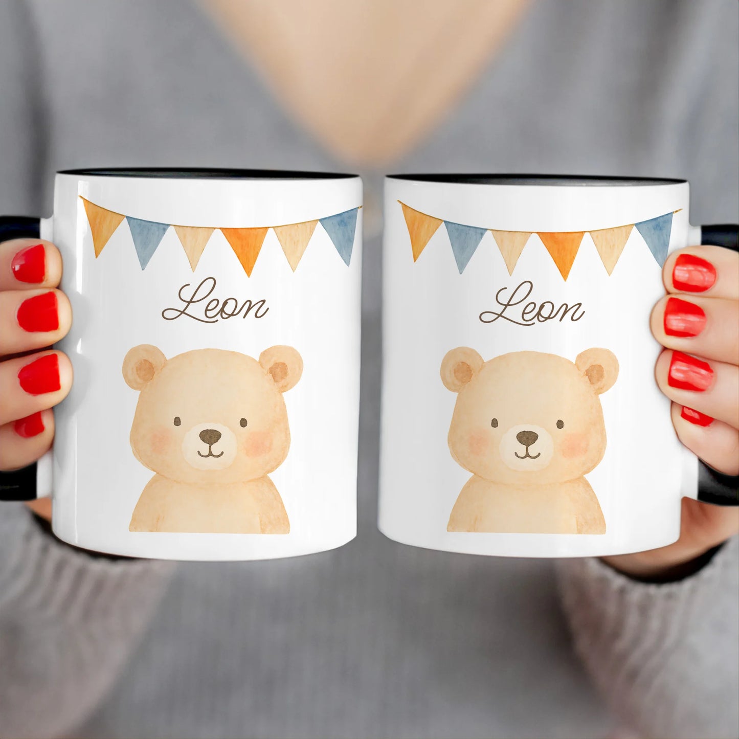 Personalisierte Kindertasse - 1 Tier und Kindername