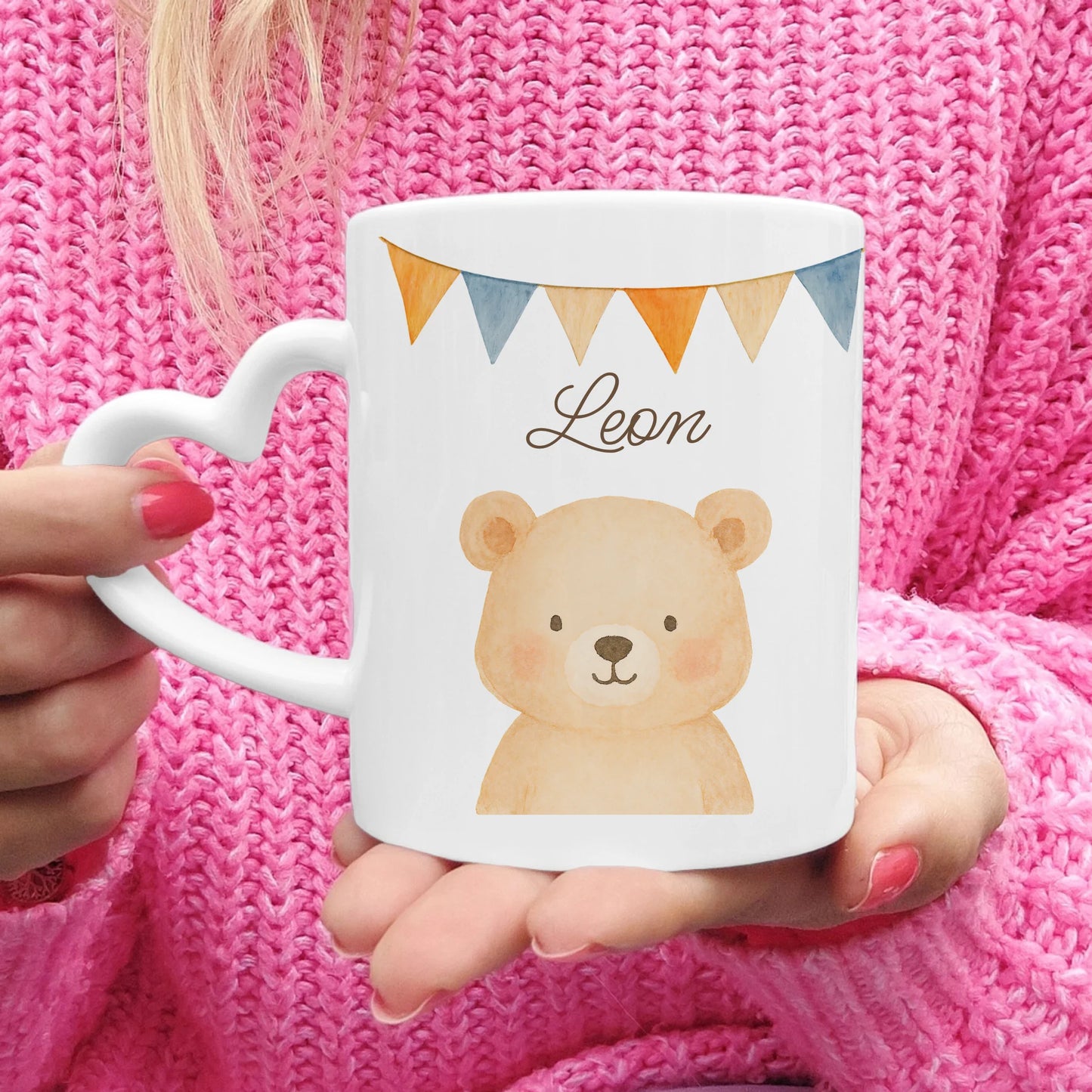 Personalisierte Kindertasse - 1 Tier und Kindername