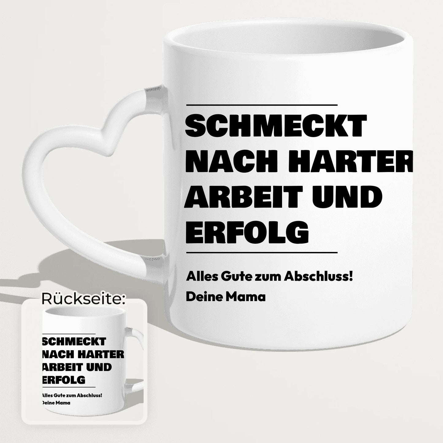 Personalisierte Tasse - Schmeckt nach harter Arbeit und Erfolg - Geschenk zum Abschluss