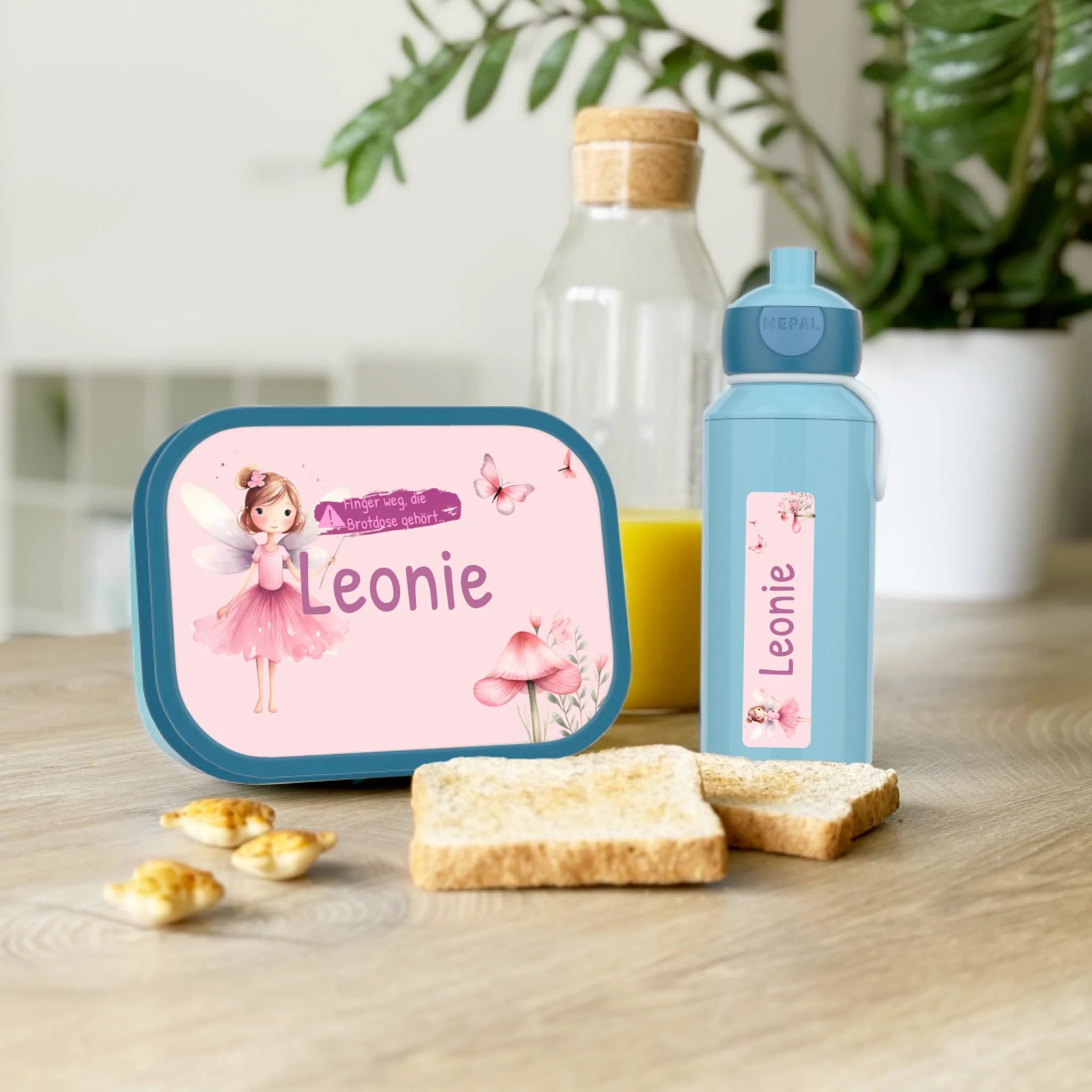 Personalisierte Mepal Campus Bento Brotdose/Trinkflasche mit Fee Design und Namen