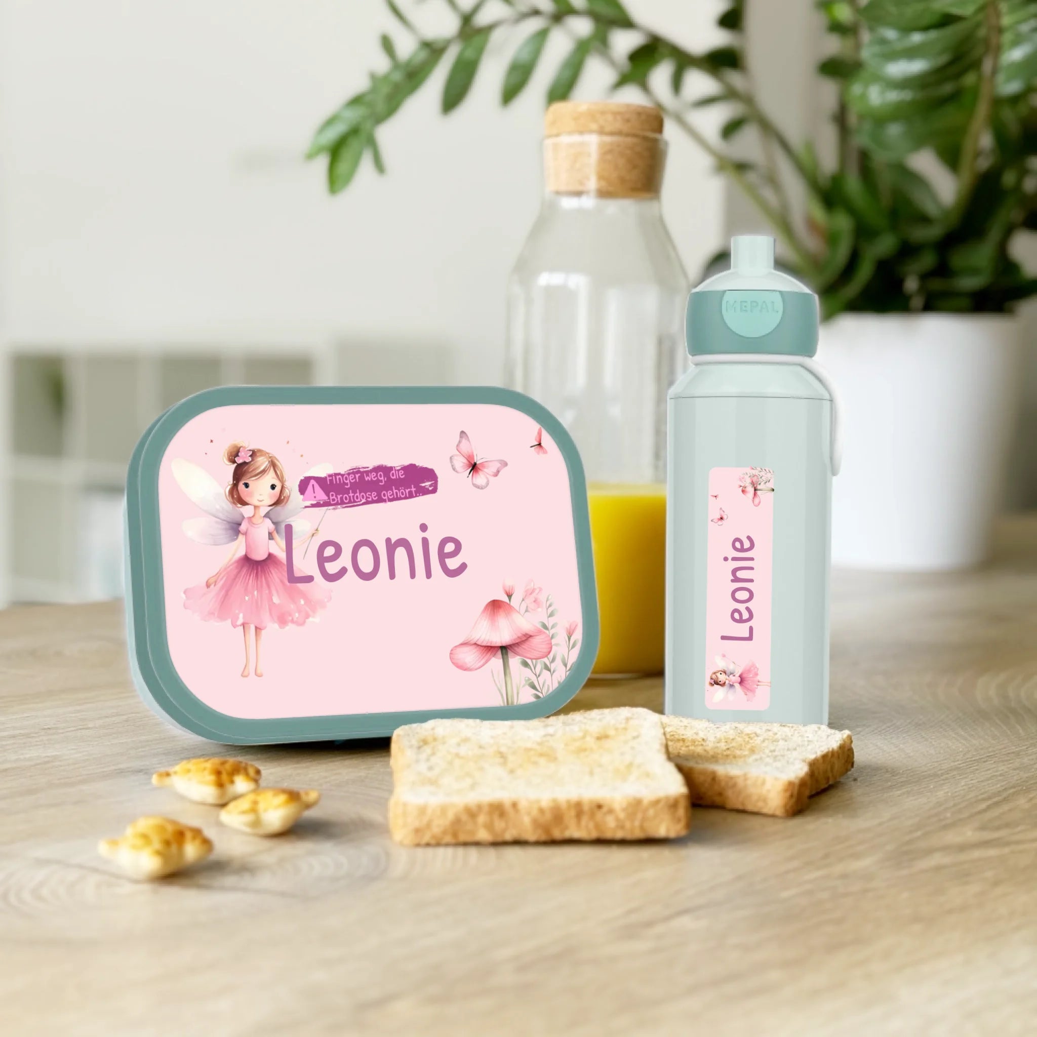 Personalisierte Mepal Campus Bento Brotdose/Trinkflasche mit Fee Design und Namen