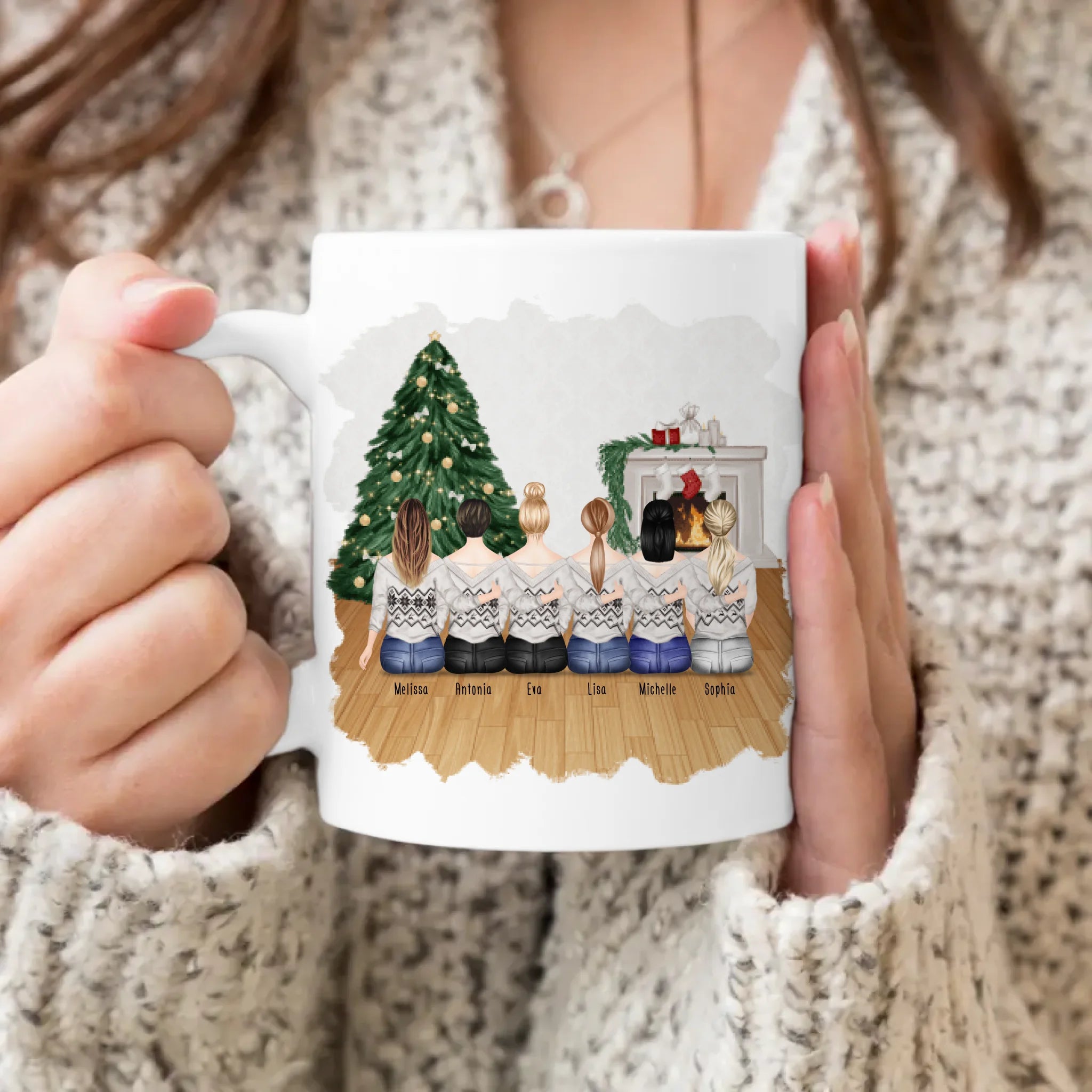 Personalisierte Tasse für Beste Freundinnen (6 Freundinnen) - Weihnachtstasse