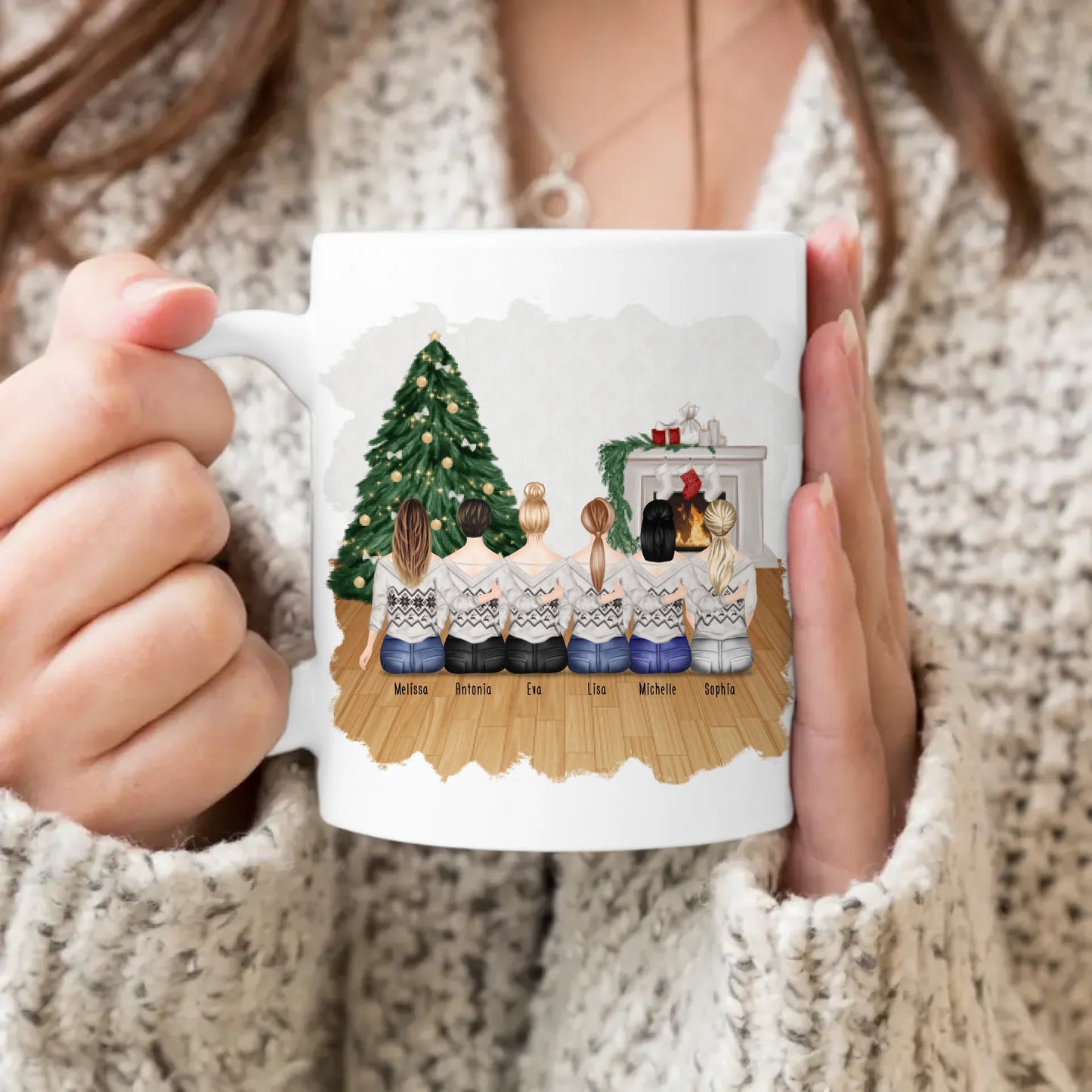 Personalisierte Tasse für Beste Freundinnen (6 Freundinnen) - Weihnachtstasse
