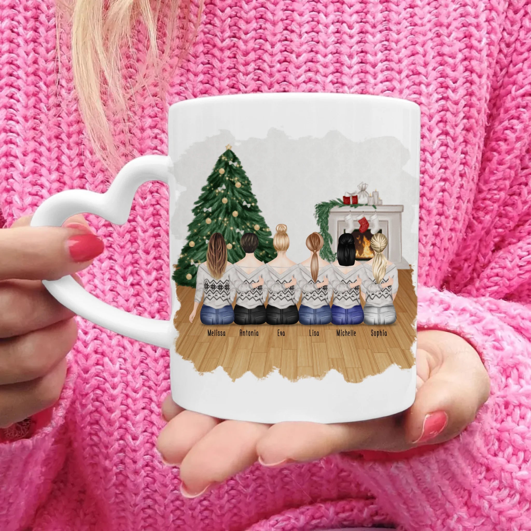 Personalisierte Tasse für Beste Freundinnen (6 Freundinnen) - Weihnachtstasse