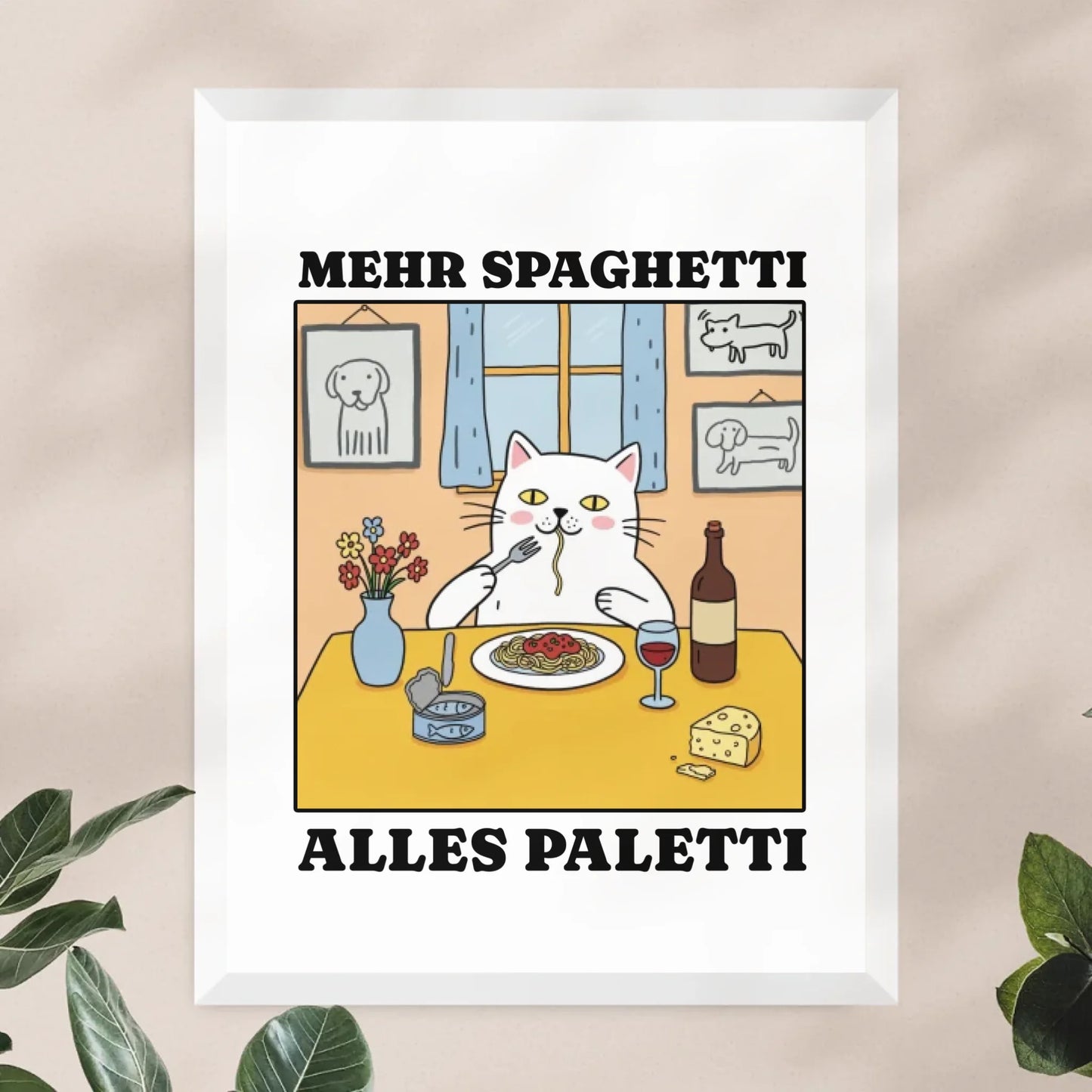 Personalisiertes Poster - Mehr Spaghetti alles paletti - Lustiges Bild für's Wohnzimmer mit eigenem Tier
