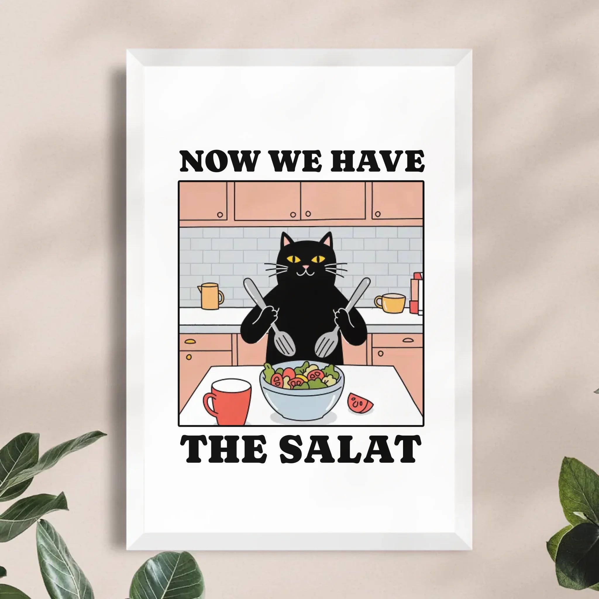 Personalisiertes Poster - Now we have the Salat - Lustiges Bild für die Küche mit eigenem Tier