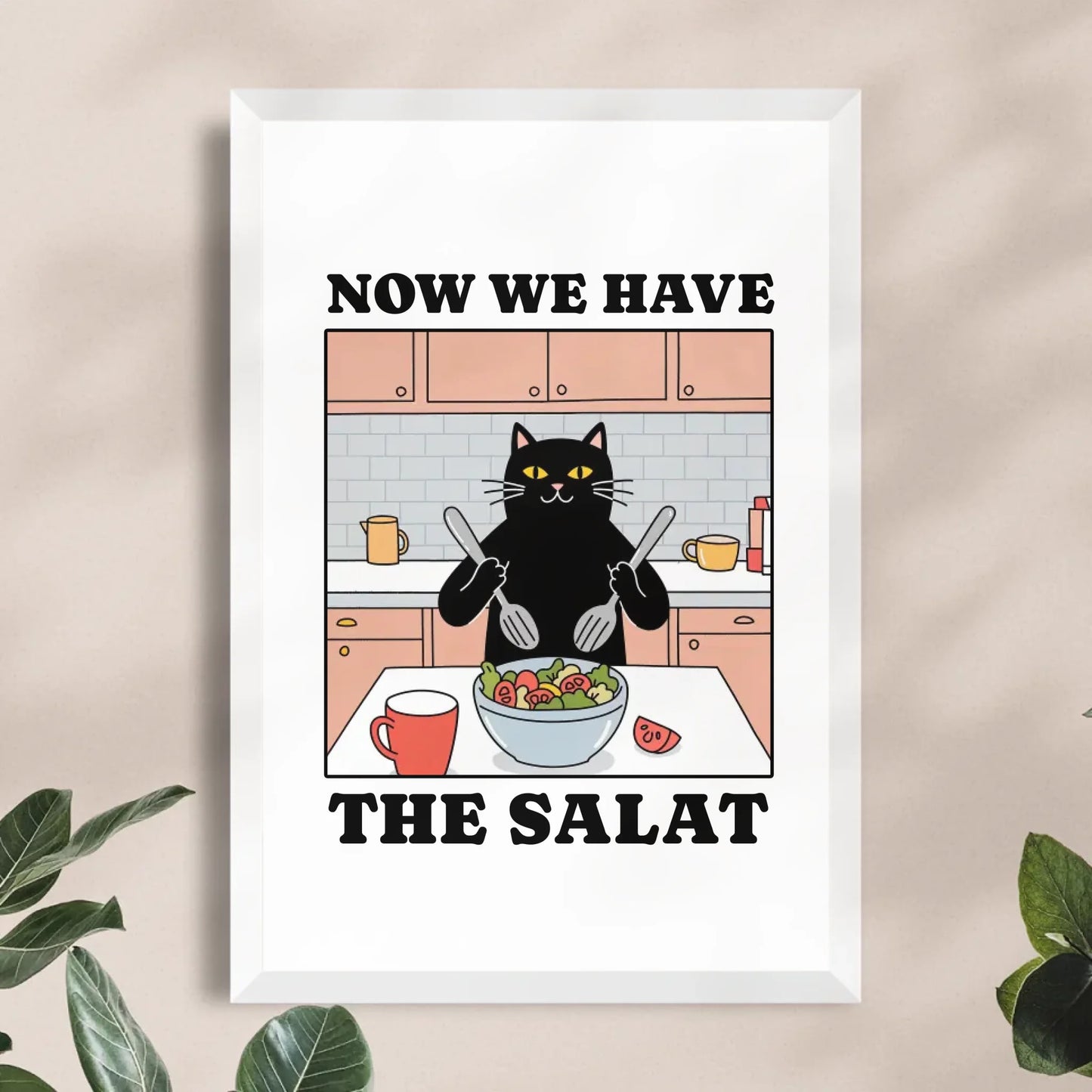 Personalisiertes Poster - Now we have the Salat - Lustiges Bild für die Küche mit eigenem Tier