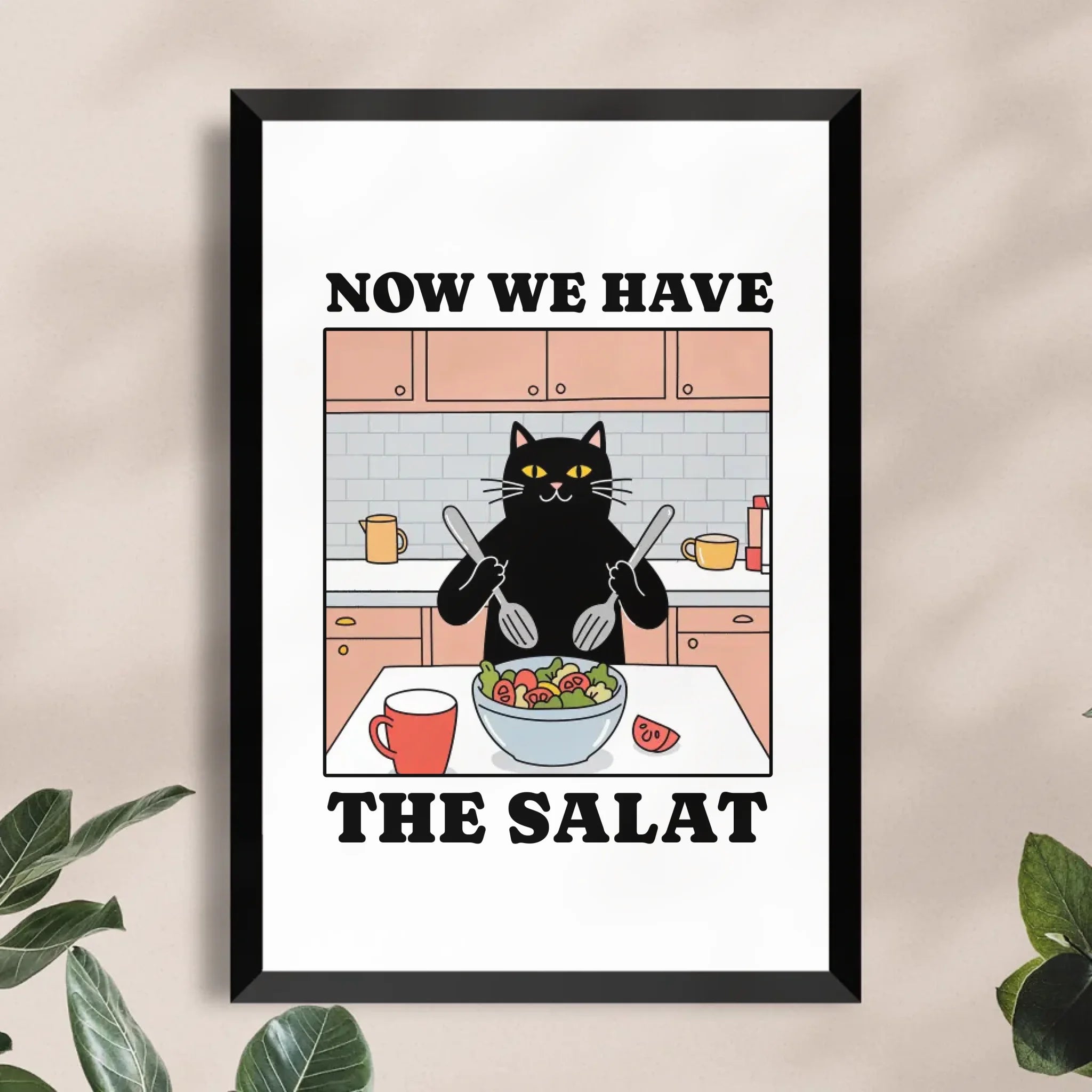 Personalisiertes Poster - Now we have the Salat - Lustiges Bild für die Küche mit eigenem Tier