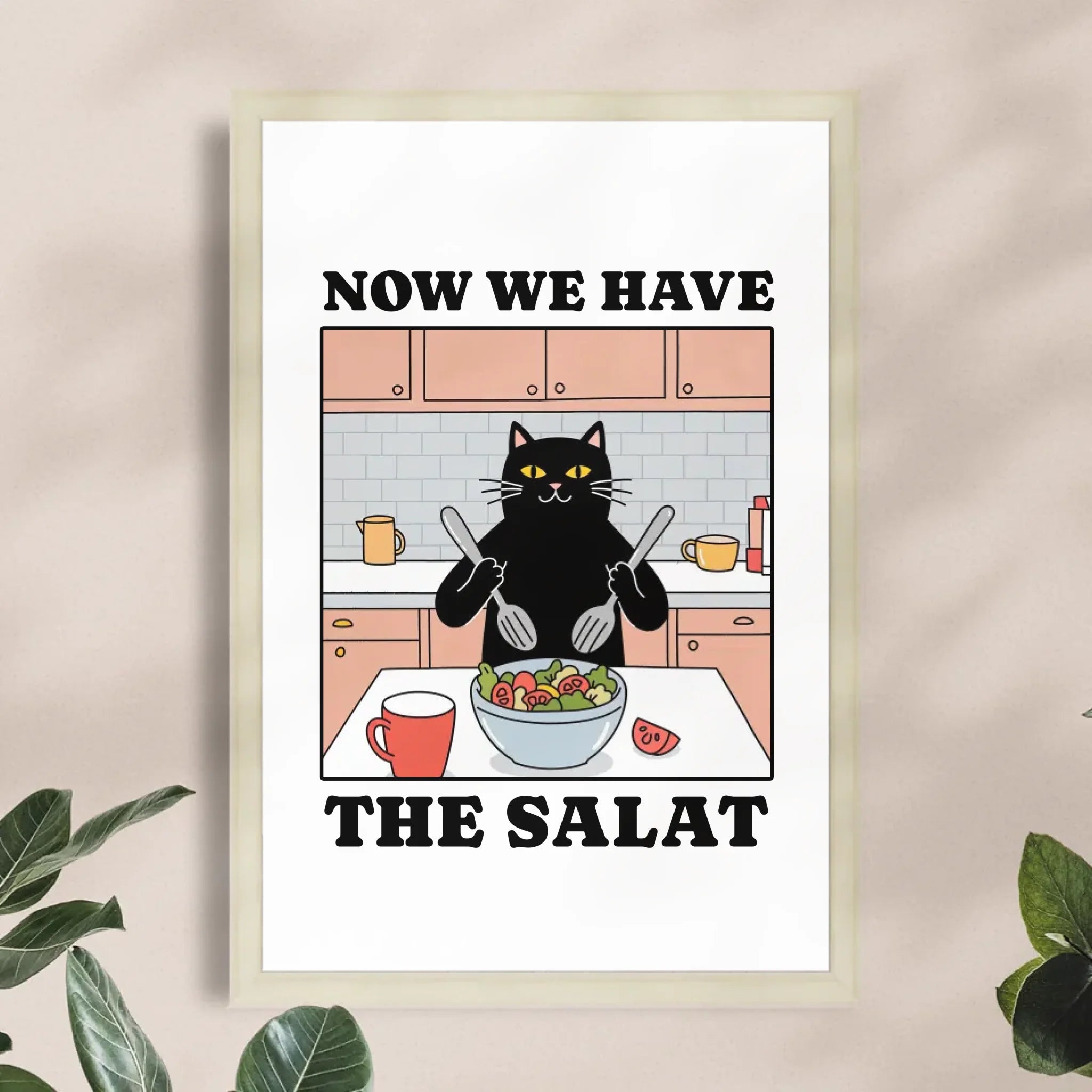 Personalisiertes Poster - Now we have the Salat - Lustiges Bild für die Küche mit eigenem Tier