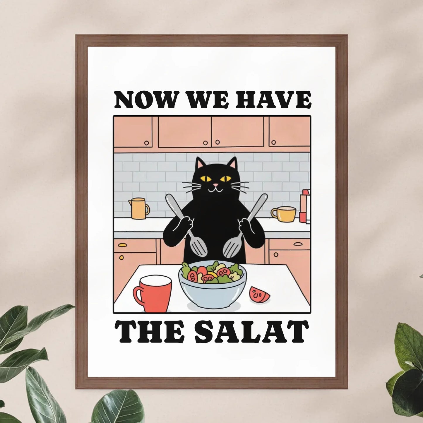 Personalisiertes Poster - Now we have the Salat - Lustiges Bild für die Küche mit eigenem Tier