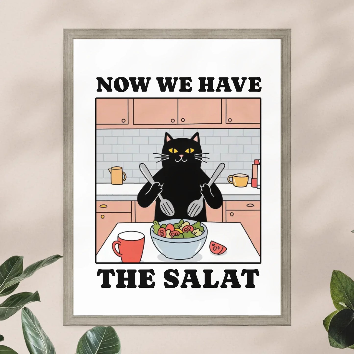 Personalisiertes Poster - Now we have the Salat - Lustiges Bild für die Küche mit eigenem Tier