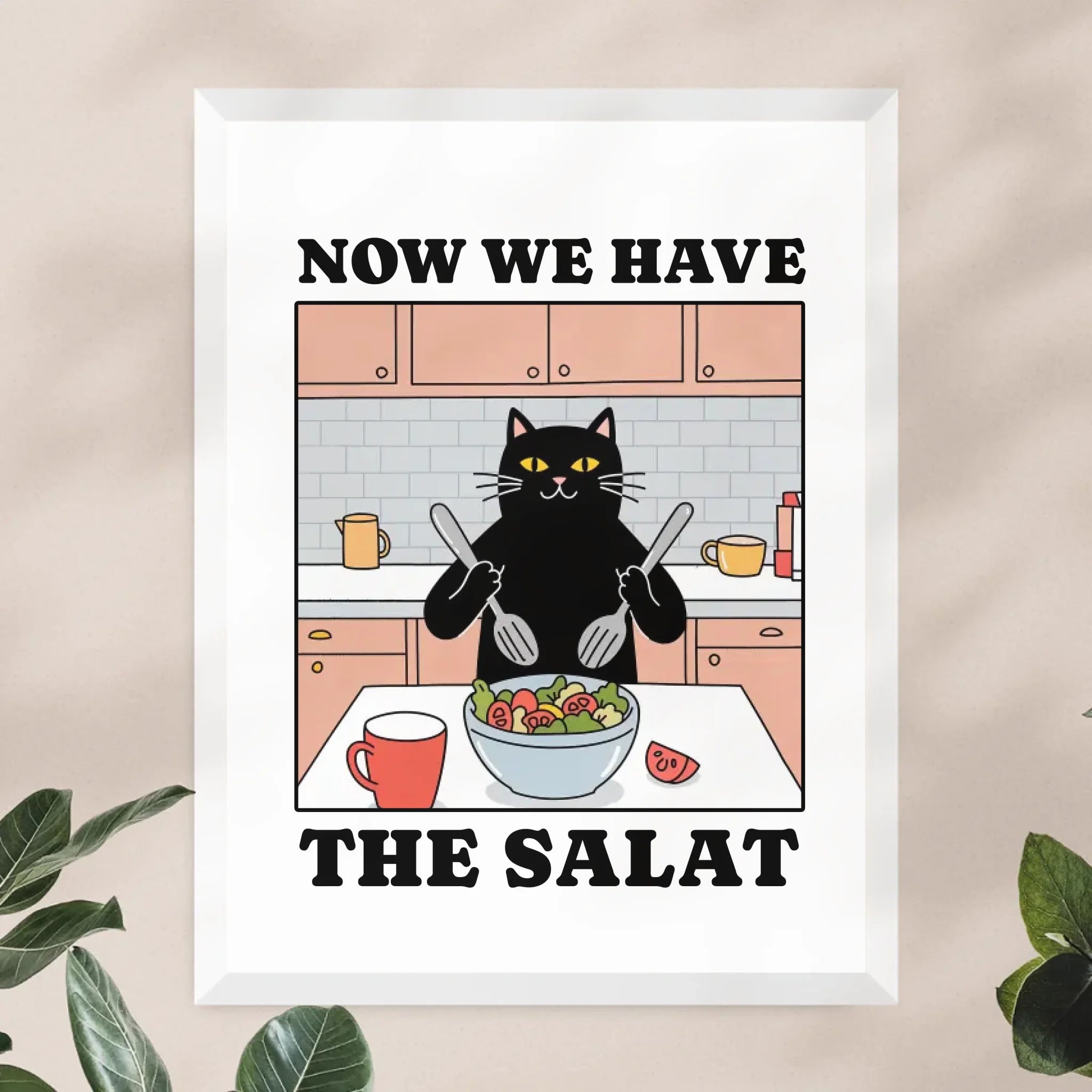 Personalisiertes Poster - Now we have the Salat - Lustiges Bild für die Küche mit eigenem Tier